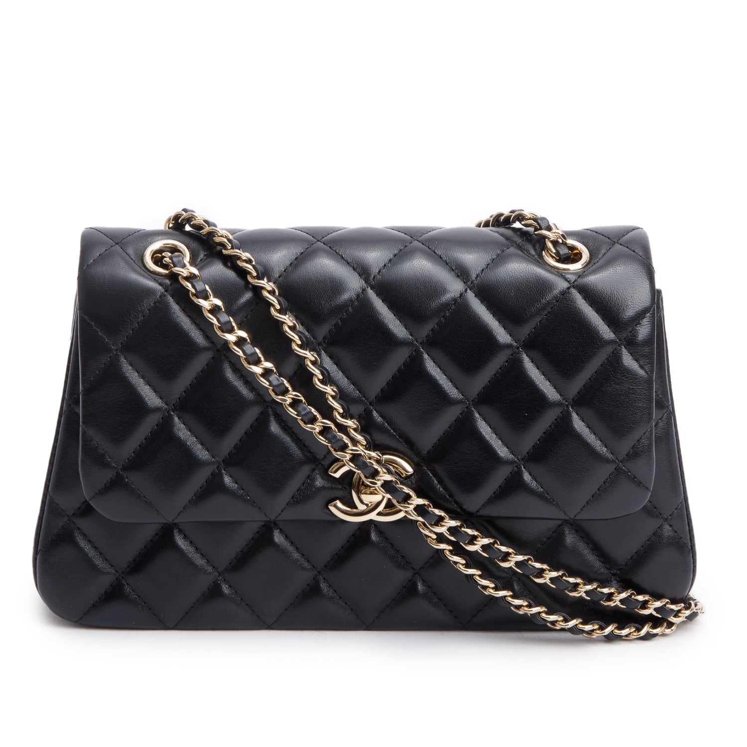 Chanel 2025 Black Quilted Lambskin Leather Small Flap Bag w/ Receipt