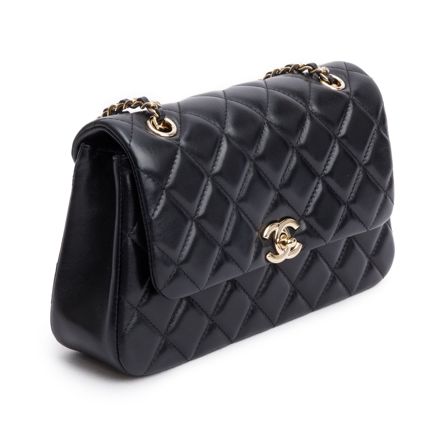 Chanel 2025 Black Quilted Lambskin Leather Small Flap Bag w/ Receipt