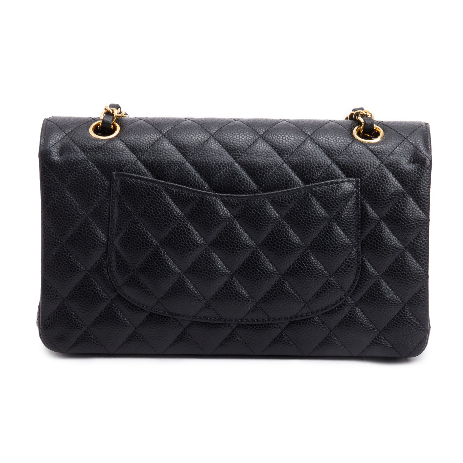 Chanel Black Quilted Caviar Leather Classic Medium Double Flap Bag w/ Box