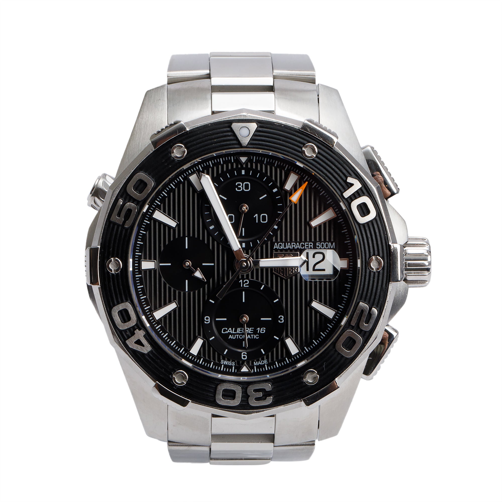 Tag Heuer Stainless Steel Aquaracer 46 MM Chronograph Automatic Watch Black Dial CAJ2110 w/ Box & Papers