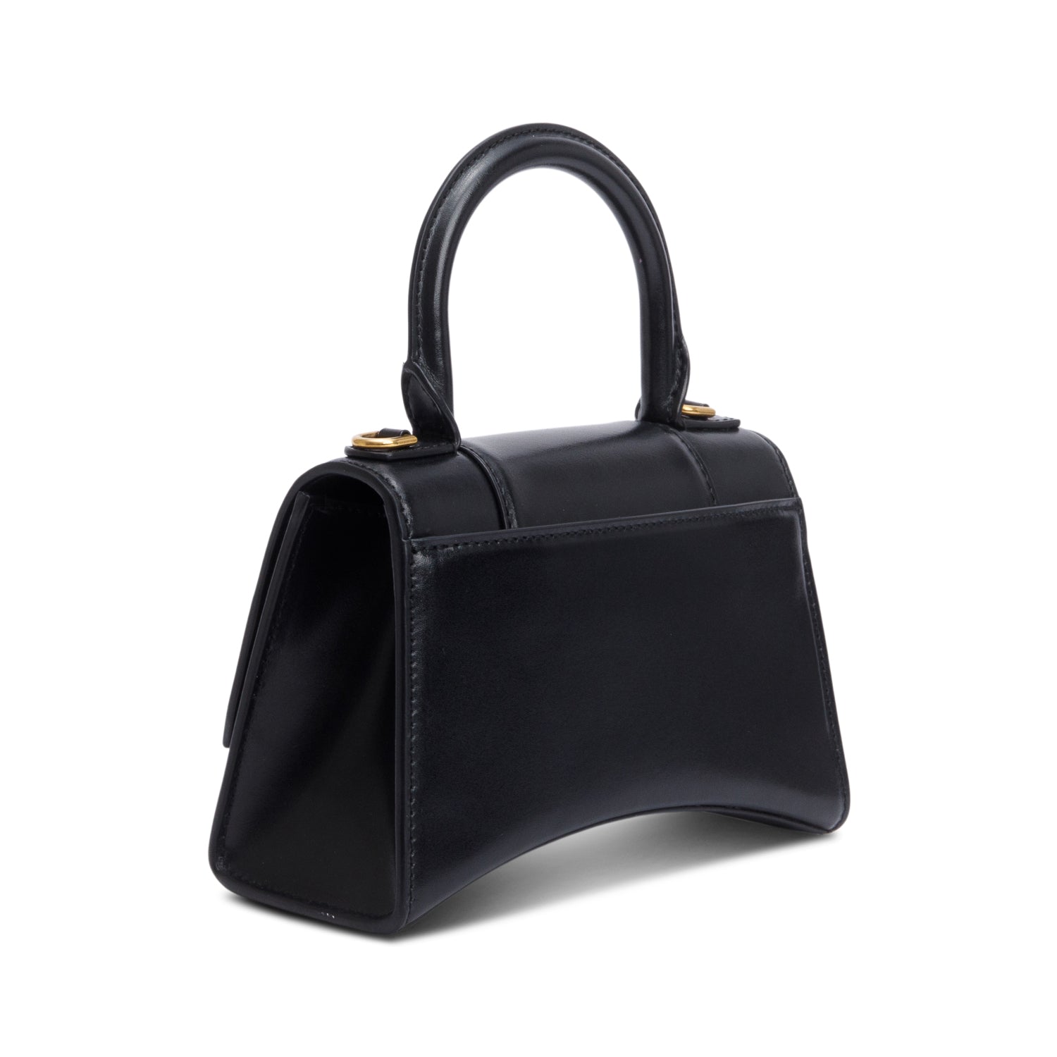 Balenciaga Black Leather XS Hourglass Top Handle Bag w/ Strap