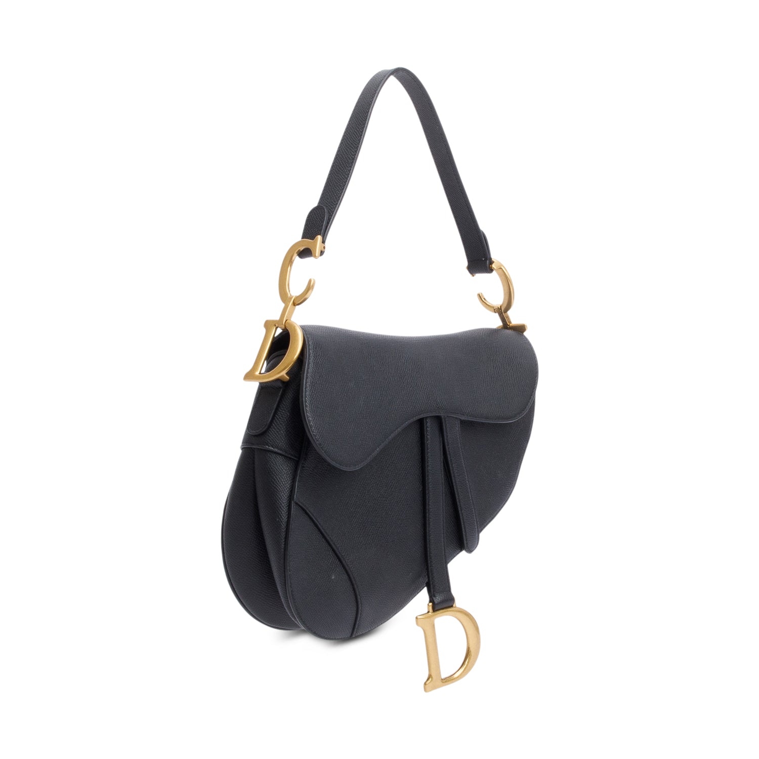 Christian Dior 2020 Black Grained Calfskin Leather Saddle Bag w/ Authenticity Card