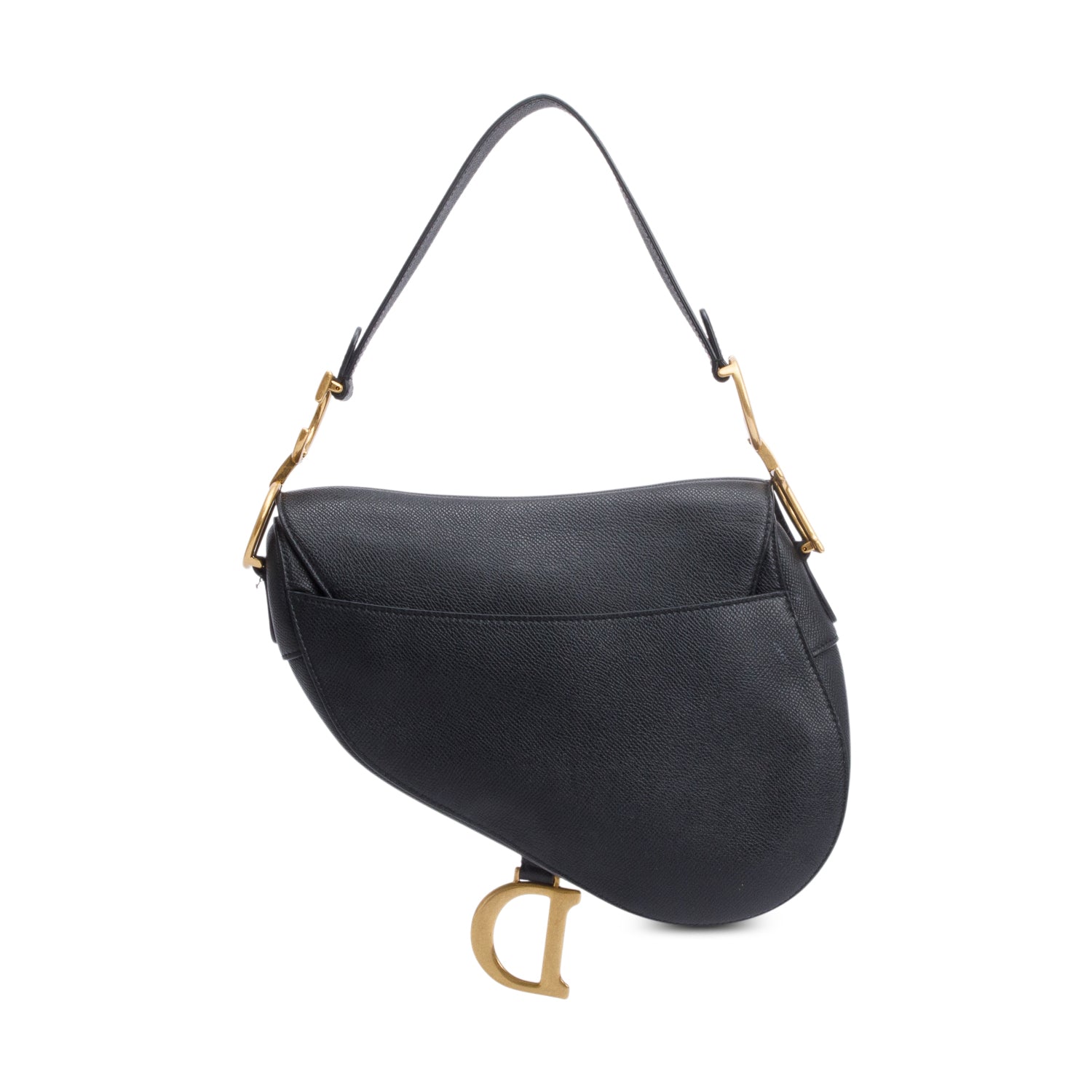 Christian Dior 2020 Black Grained Calfskin Leather Saddle Bag w/ Authenticity Card