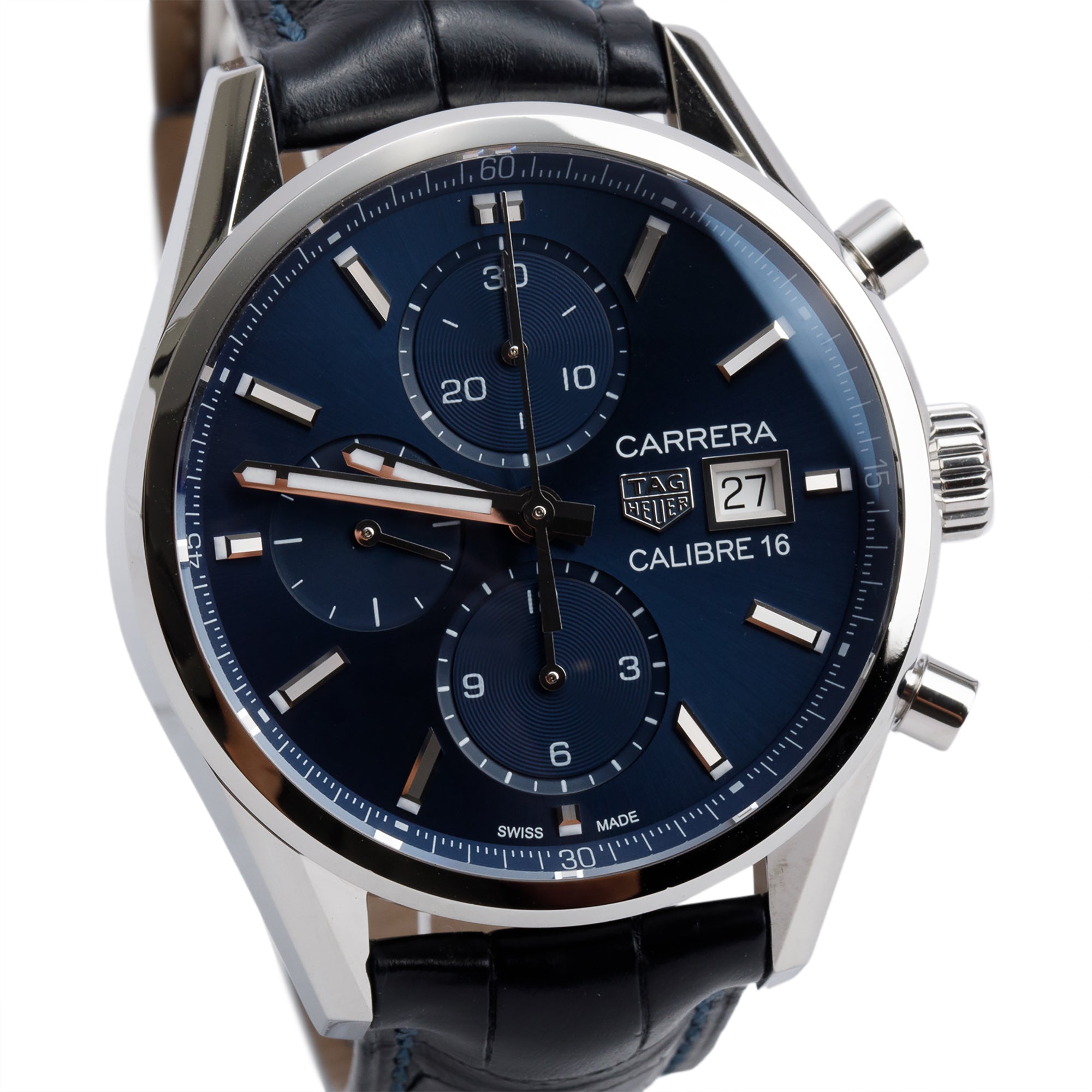 Tag Heuer Stainless Steel Blue Dial Carrera 41 MM Automatic Chronograph Watch CBK2112 w/ Box & Papers