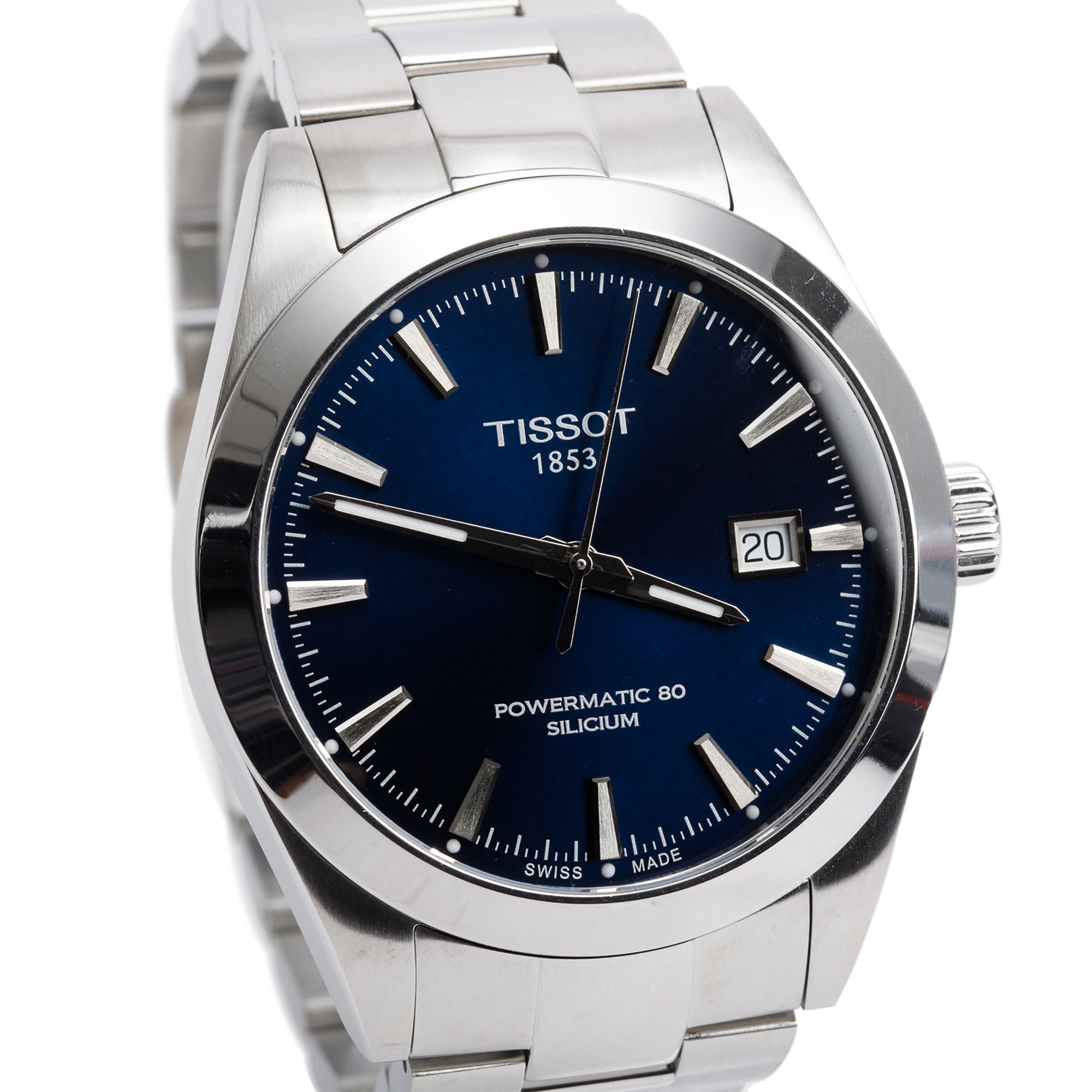 Tissot Stainless Steel Powermatic 80 Silicium 40 MM Automatic Watch, Blue Dial w/ Box