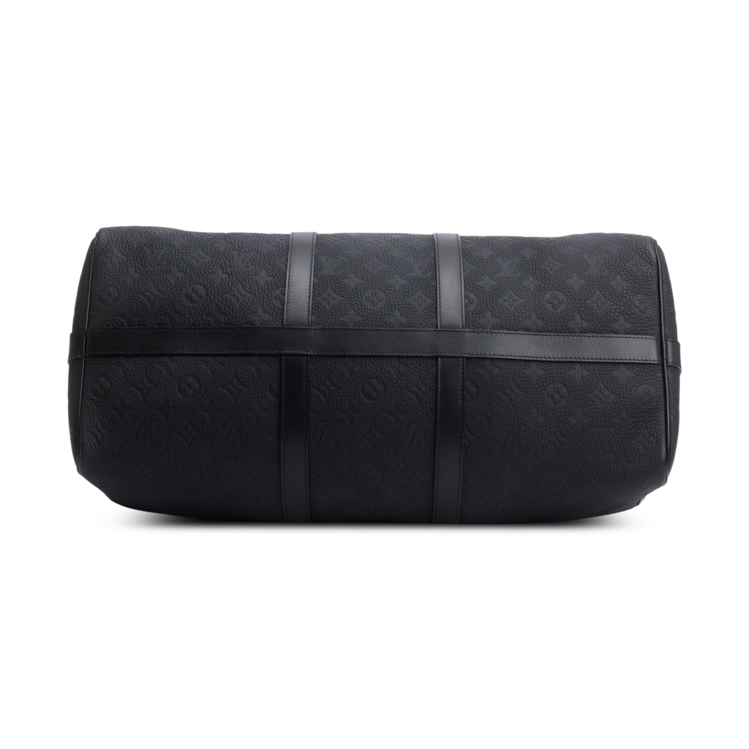 Louis Vuitton Black Monogram Taurillon Embossed Leather Keepall Bandouliere 50 w/ Strap