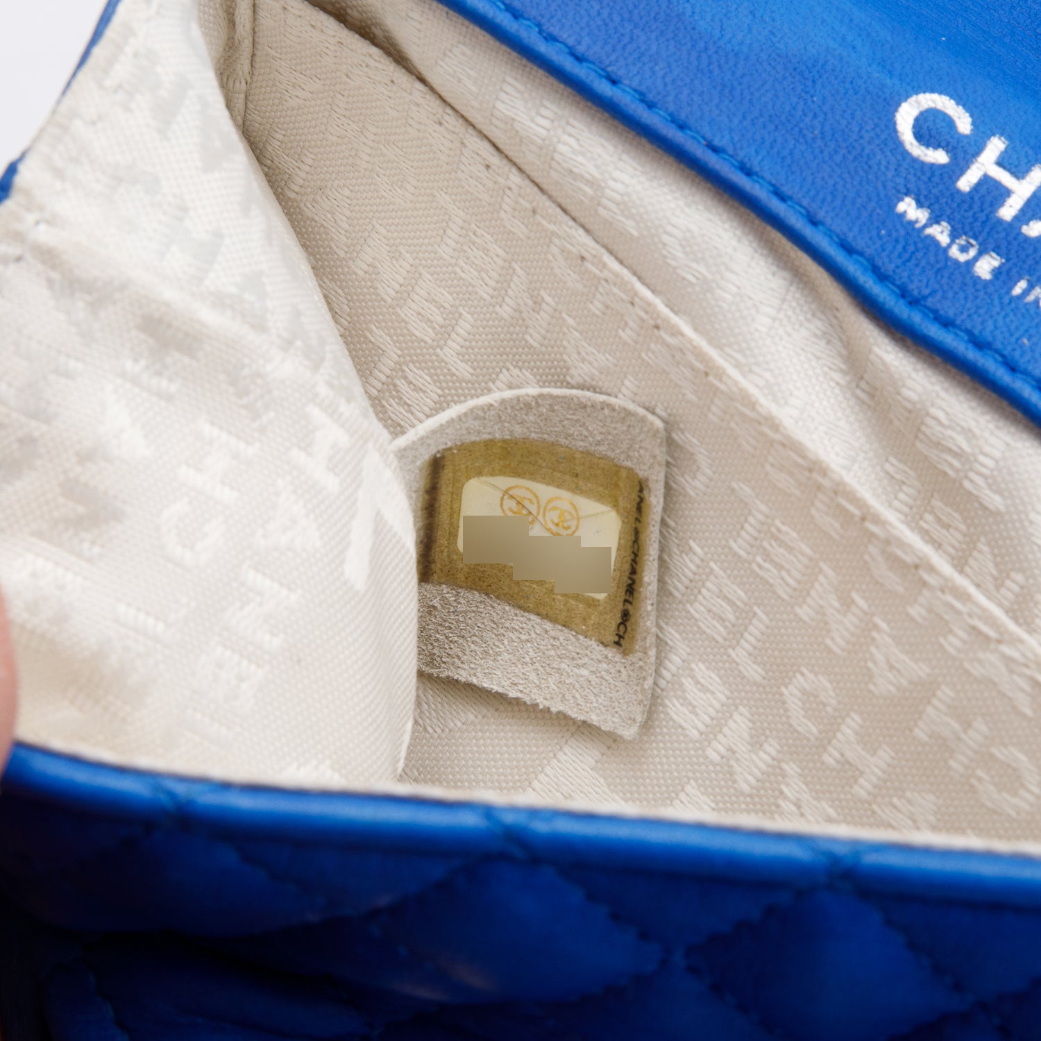 Chanel Vintage Blue Lambskin Leather Classic Extra Mini Rectangular Flap Bag