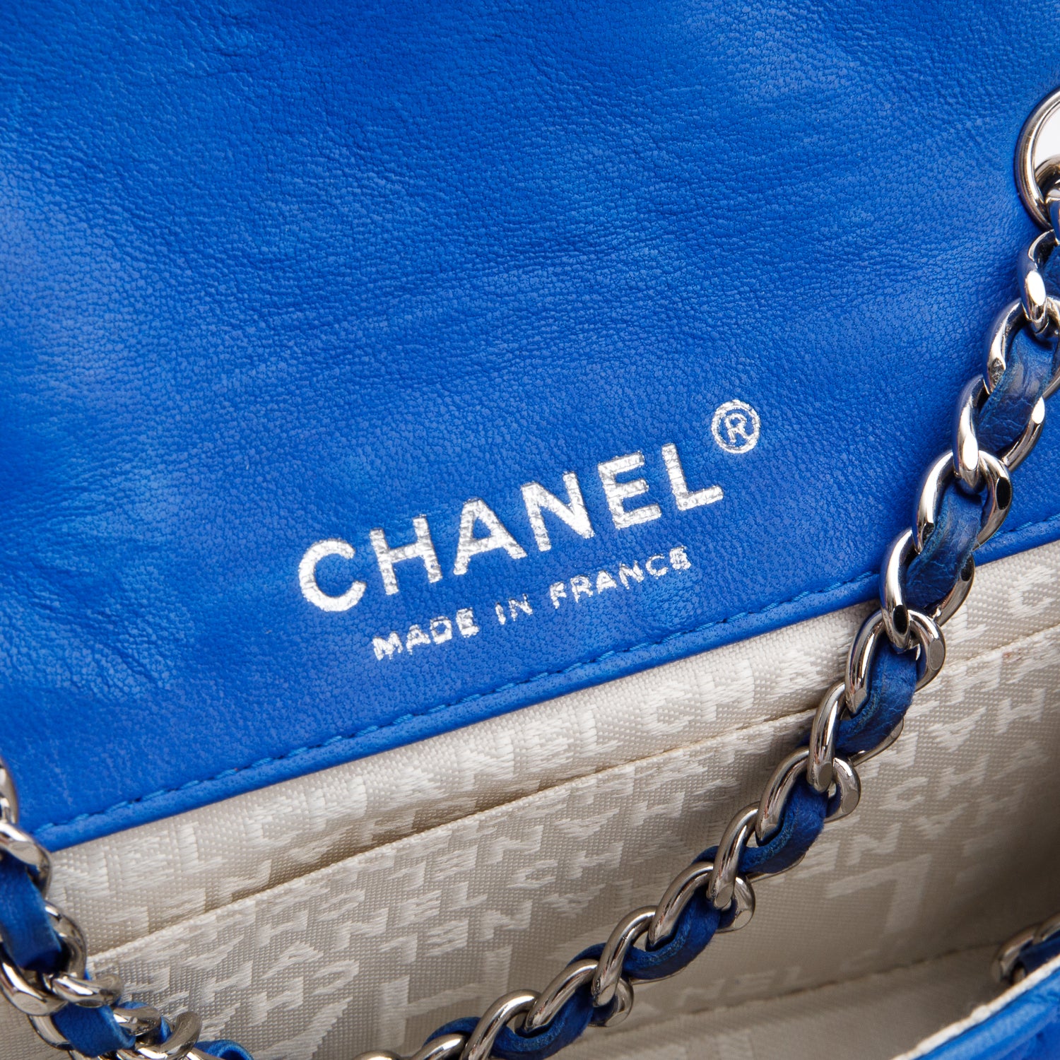 Chanel Vintage Blue Lambskin Leather Classic Extra Mini Rectangular Flap Bag