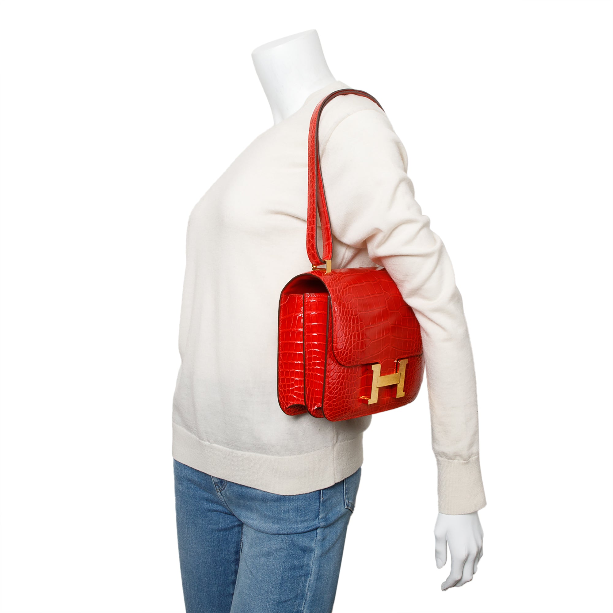 Hermes Braise Shiny Alligator Constance 24