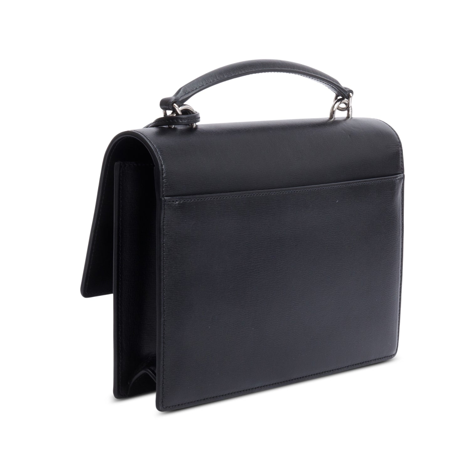 Saint Laurent Black Leather Sunset Top Handle Bag w/ Box