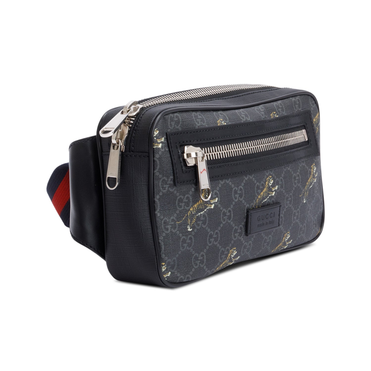 Gucci Black GG Supreme Tigers Belt Bag