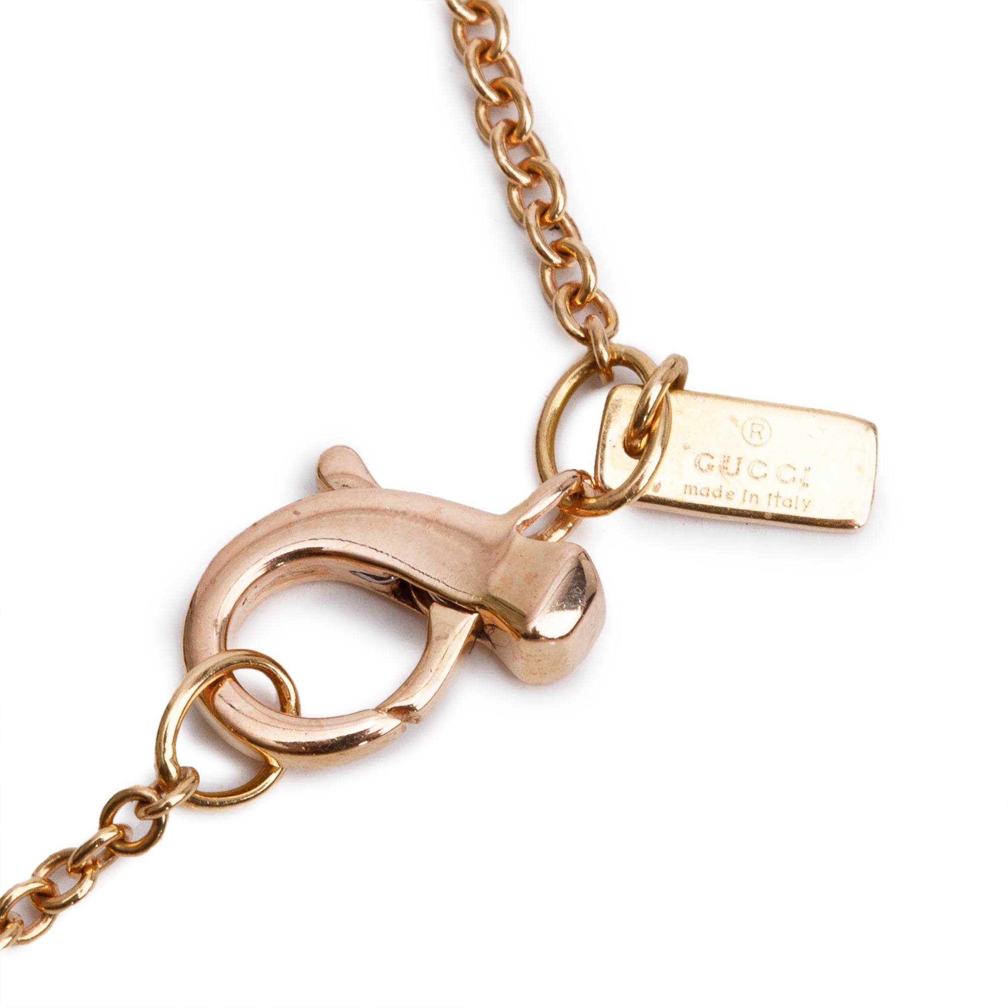 Gucci 18k Rose Gold Pink Quartz Chiodo Nail Multi Ring Pendant Necklace w/ Box