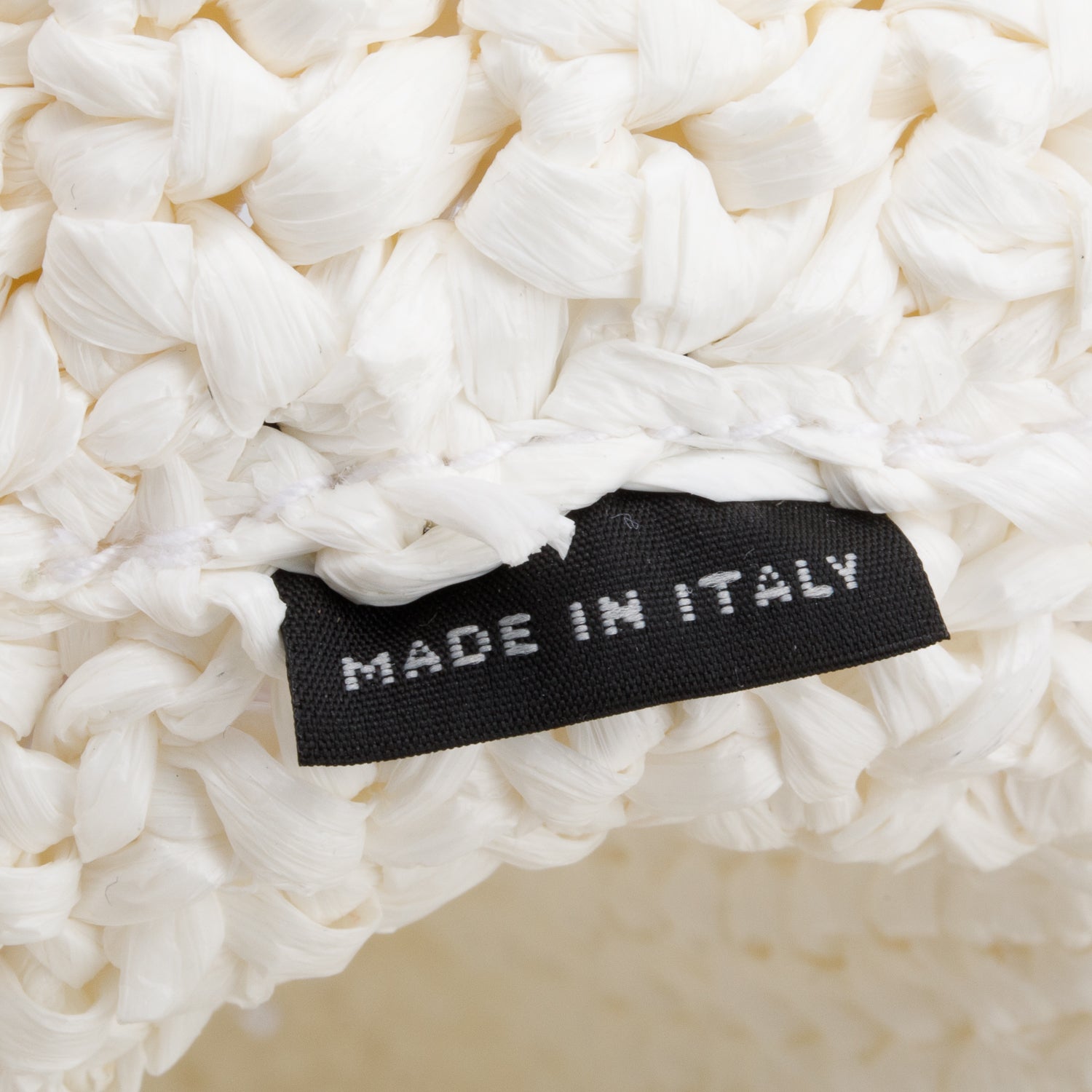 Prada White Crochet Raffia Small Logo Tote