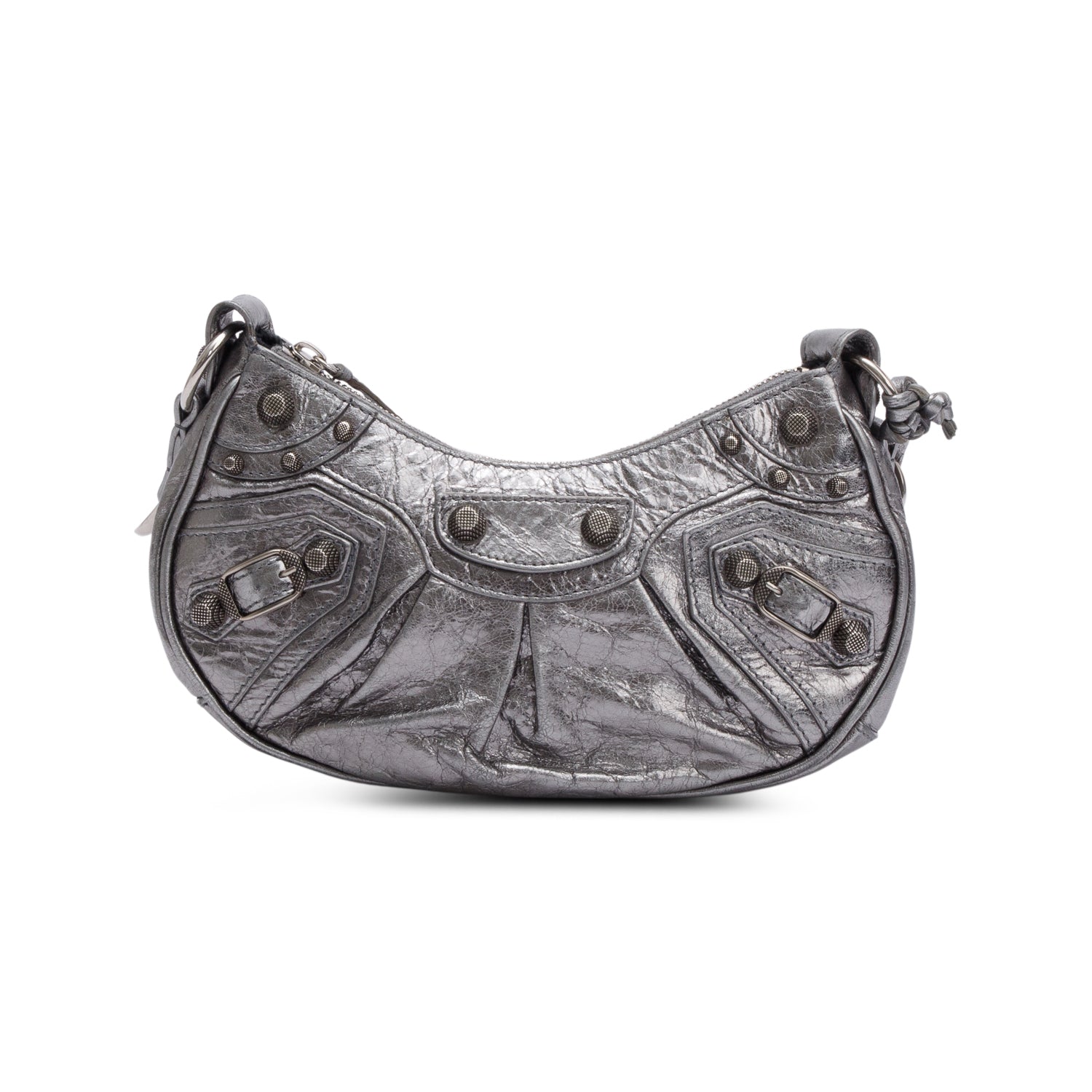 Balenciaga Metallic Silver Calfskin Le Cagole XS Shoulder Bag