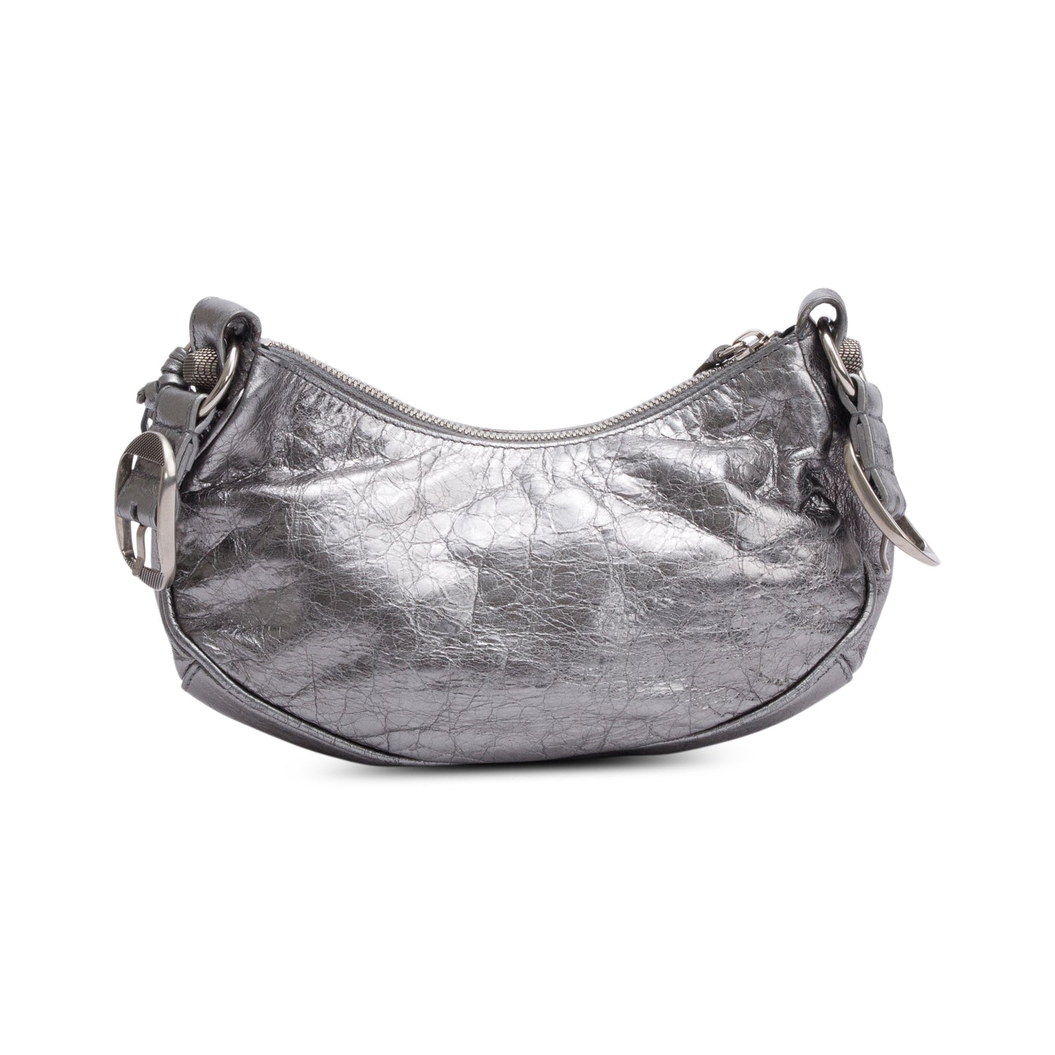 Balenciaga Metallic Silver Calfskin Le Cagole XS Shoulder Bag