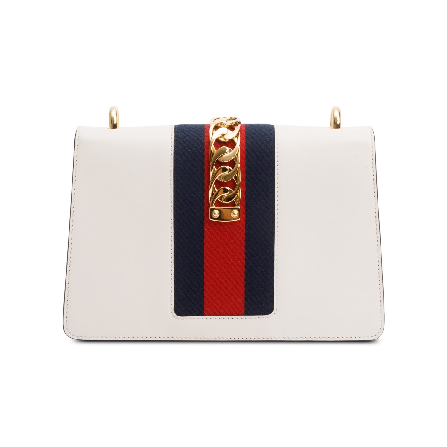 Gucci White Calfskin Leather Small Sylvie Handle Bag w/ Straps