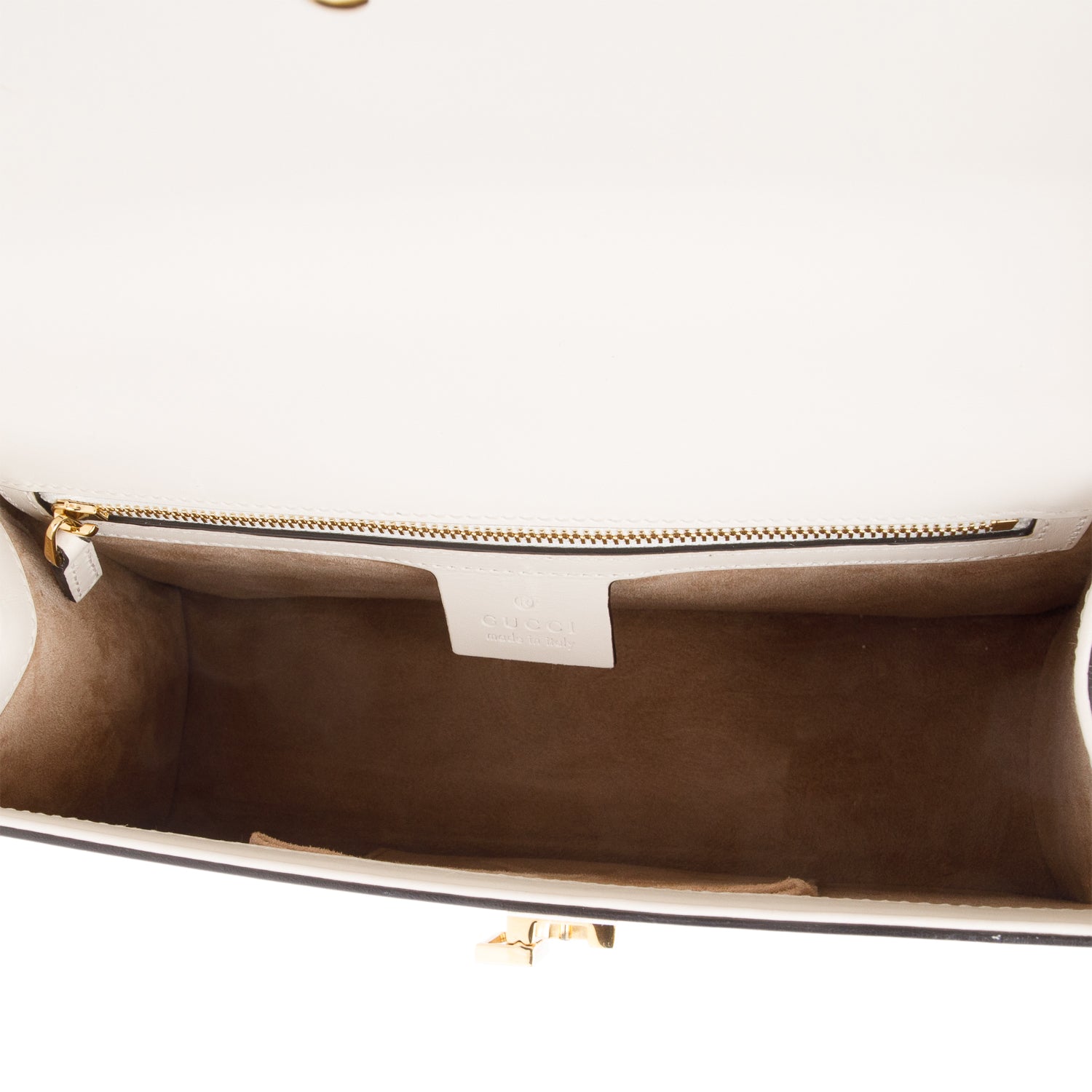 Gucci White Calfskin Leather Small Sylvie Handle Bag w/ Straps