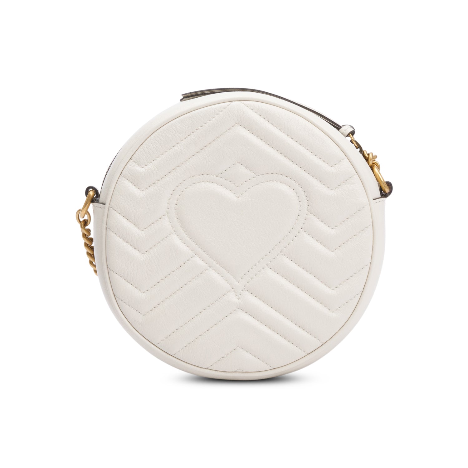 Gucci White GG Marmont Matelasse Leather Mini Round Shoulder Bag