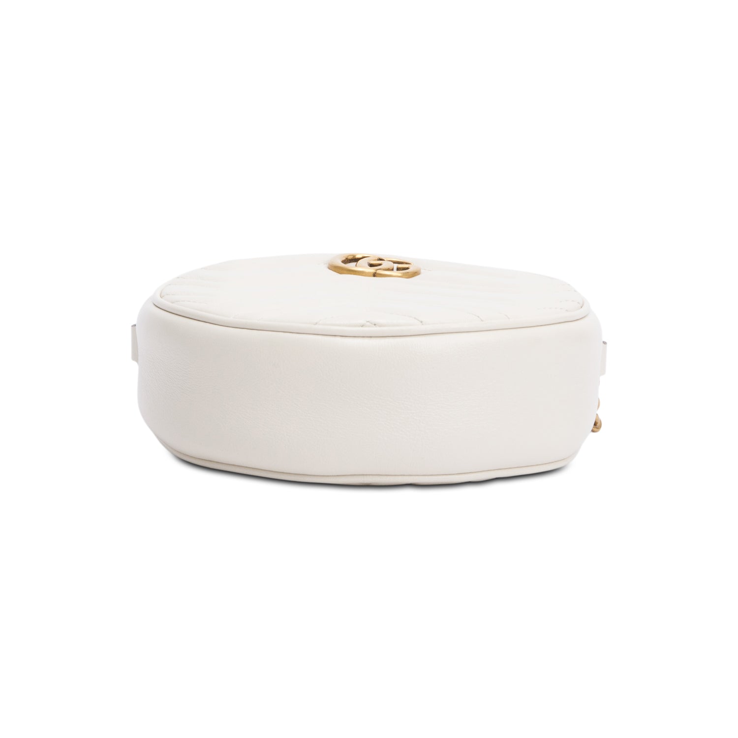 Gucci White GG Marmont Matelasse Leather Mini Round Shoulder Bag