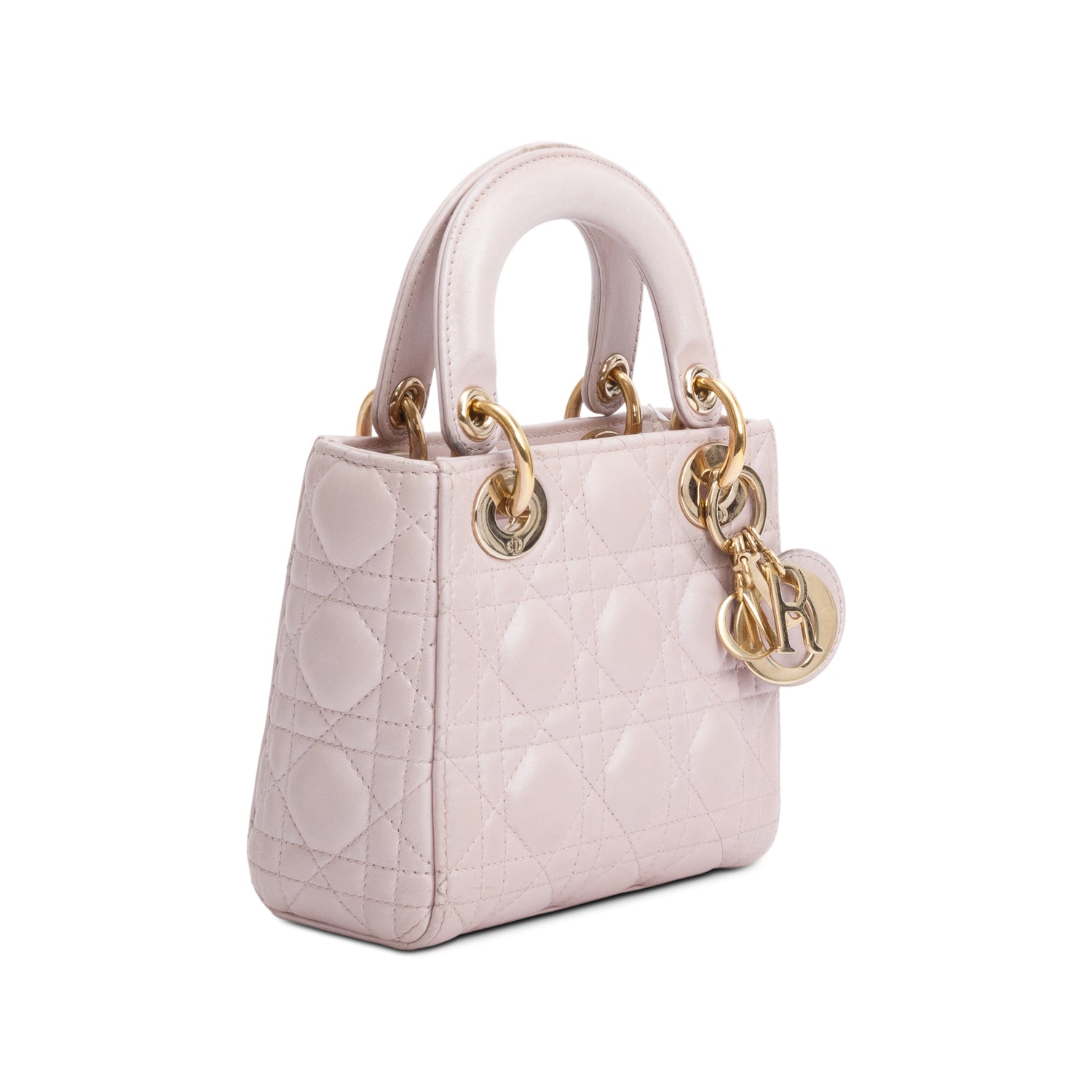 Christian Dior 2020 Pink Cannage Leather Mini Lady Dior Bag w/ Strap