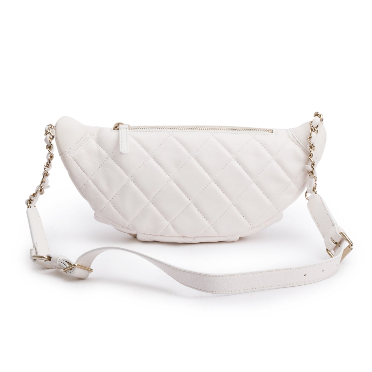 Chanel 2024 White Quilted Calfskin Leather Belt Bag