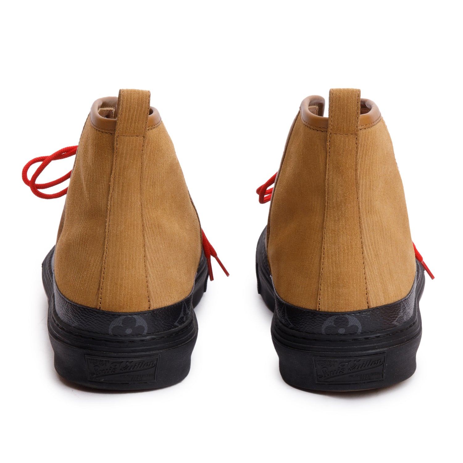 Louis Vuitton Bworn Suede/Fabric Monogram Eclipse Yellow Stone High-Top Sneakers, Size 9 w/ Box
