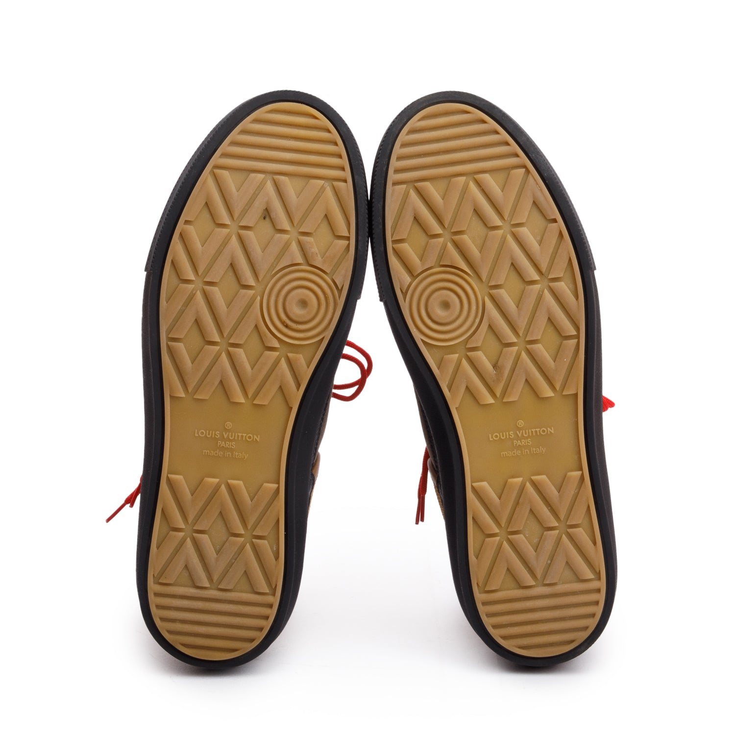 Louis Vuitton Bworn Suede/Fabric Monogram Eclipse Yellow Stone High-Top Sneakers, Size 9 w/ Box
