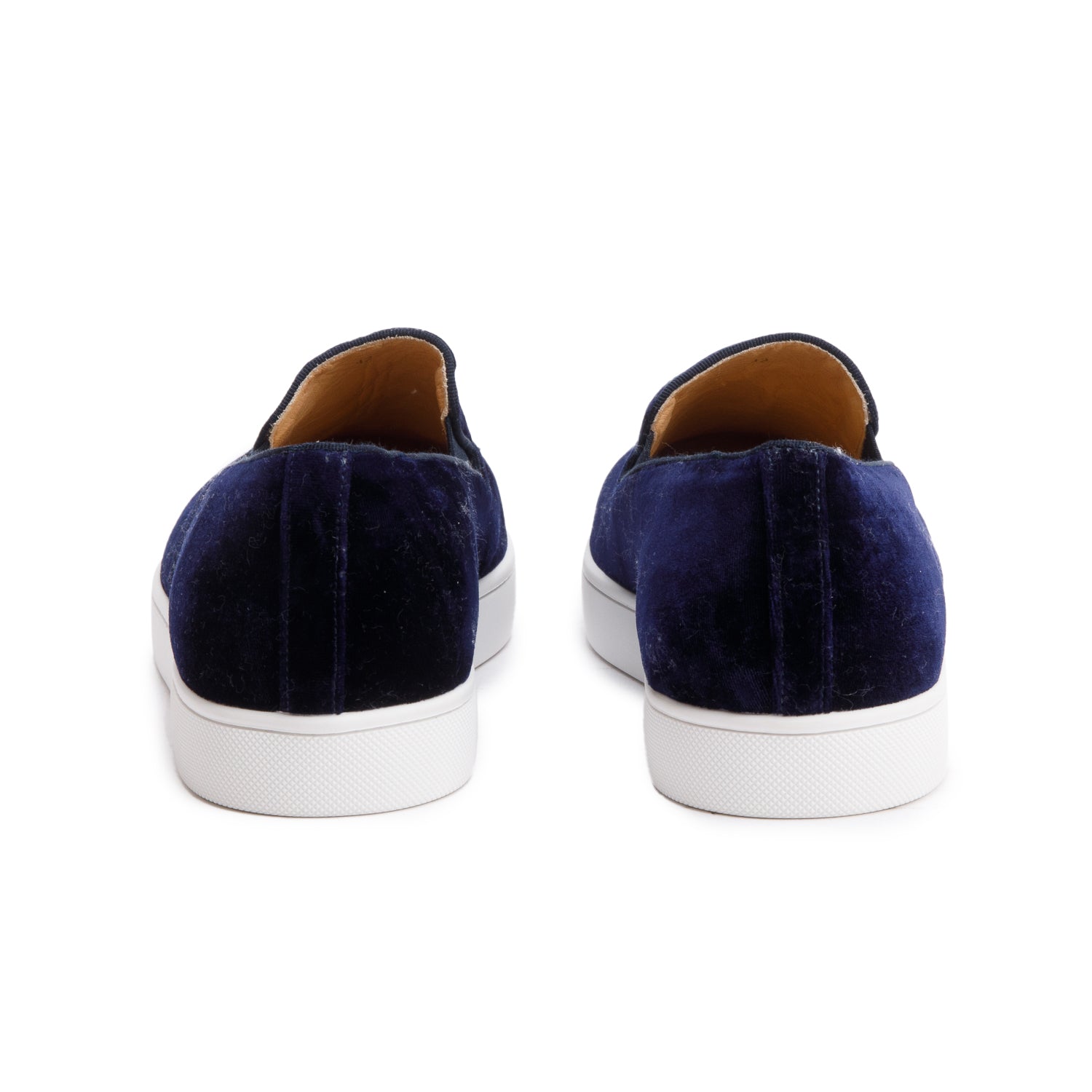 Christian Louboutin Blue Velvet CJL Logo Boat Slide Sneakers, Size 42 w/ Box