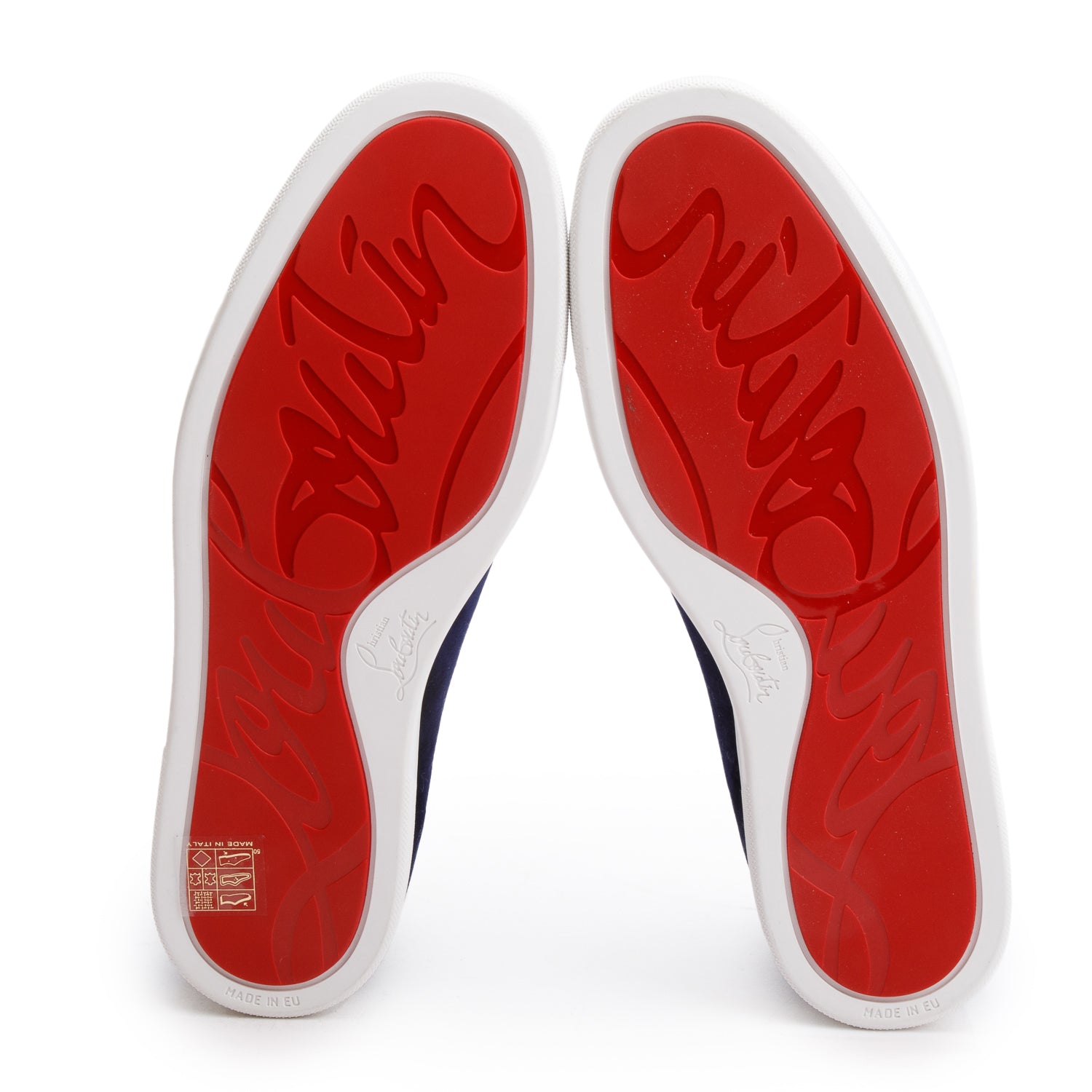 Christian Louboutin Blue Velvet CJL Logo Boat Slide Sneakers, Size 42 w/ Box