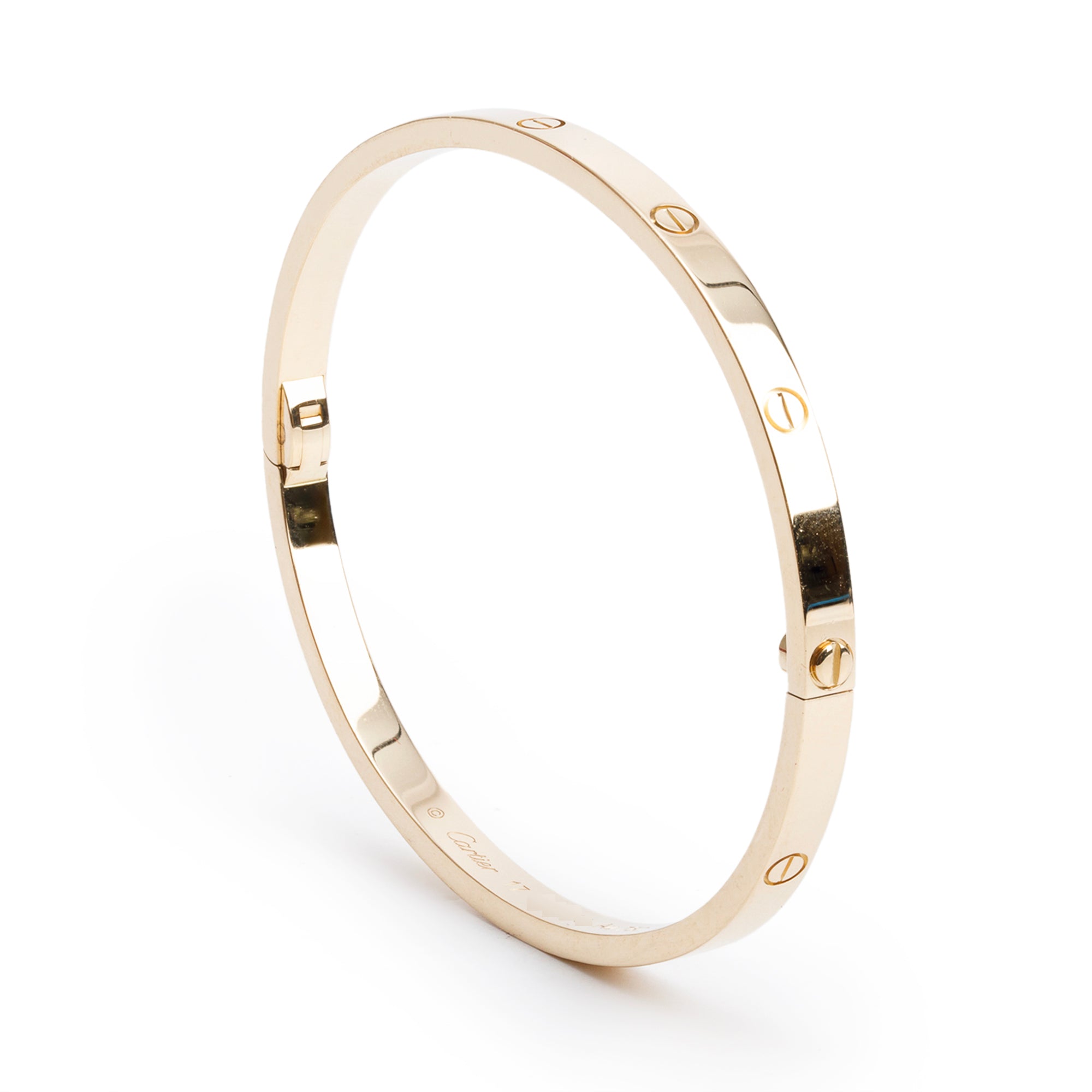 Cartier 2023 18k Yellow Gold 3.65 MM Love Bracelet, Small Model, Size 17 w/ Box & Certificate