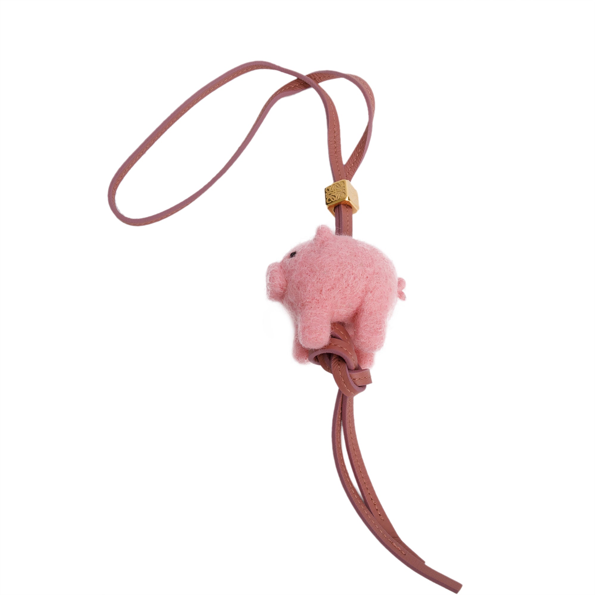 Loewe Pink Calfskin Felt Pig Charm w/ Box