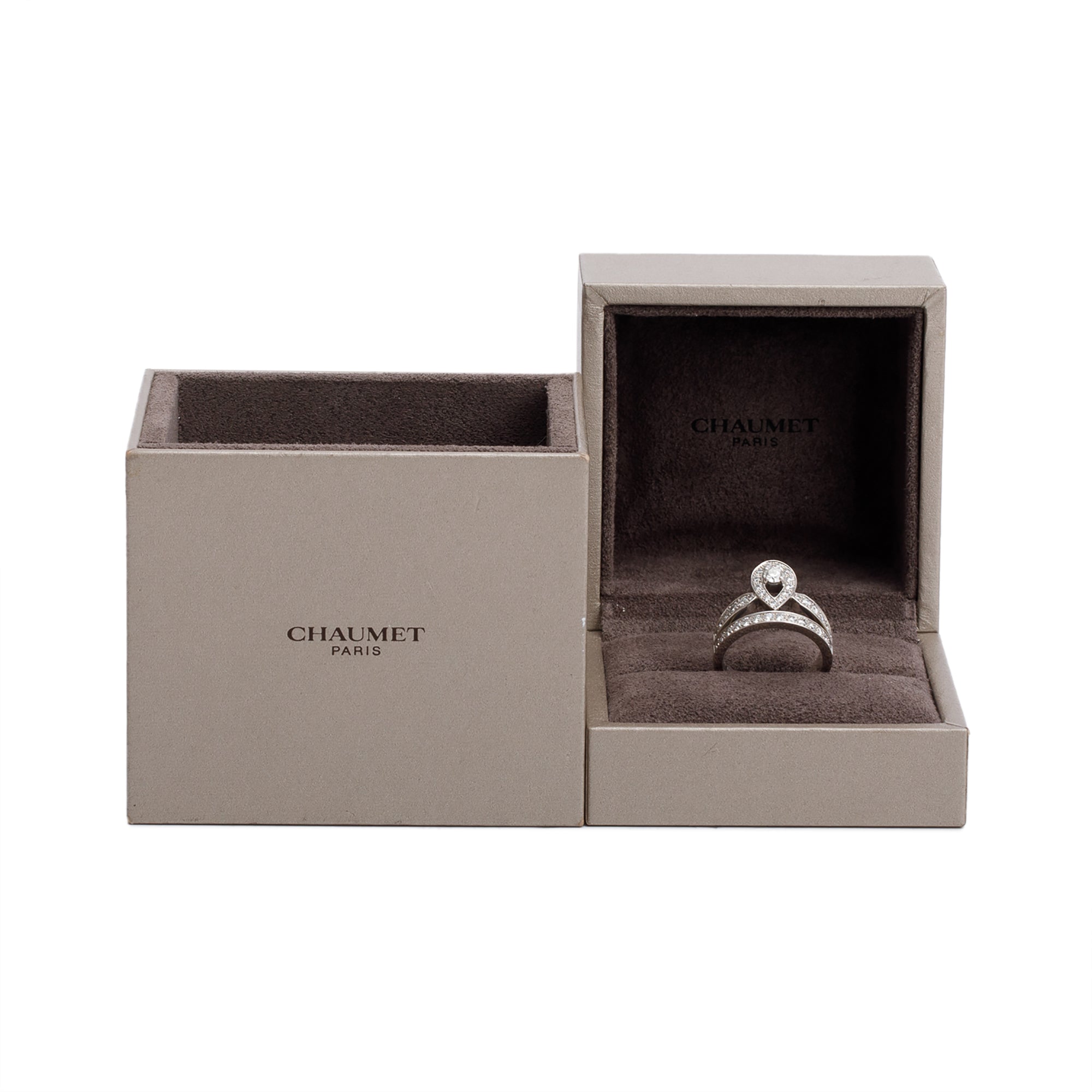 Chaumet 18k White Gold Diamond Josephine Aigrette Ring, Size 6.75 w/ Box