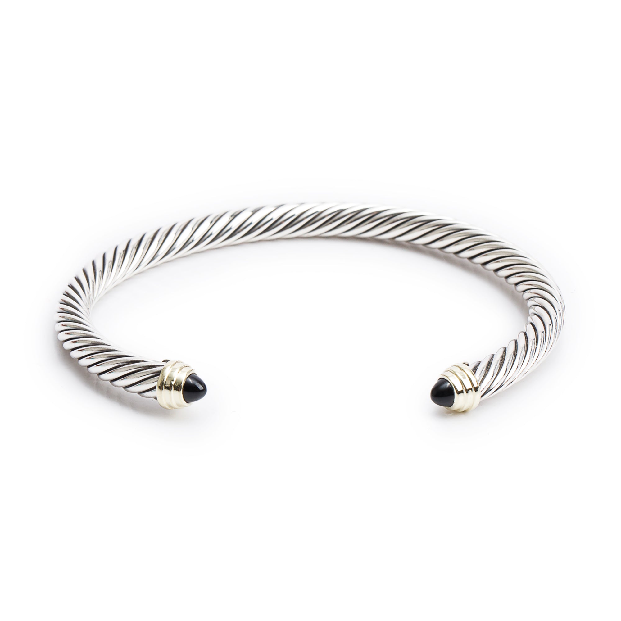 David Yurman Sterling Silver & 14k Yellow Gold 5MM Cable Classics Bracelet with Black Onyx
