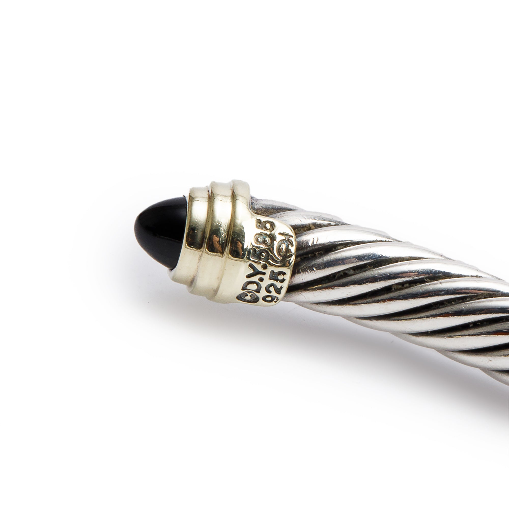 David Yurman Sterling Silver & 14k Yellow Gold 5MM Cable Classics Bracelet with Black Onyx