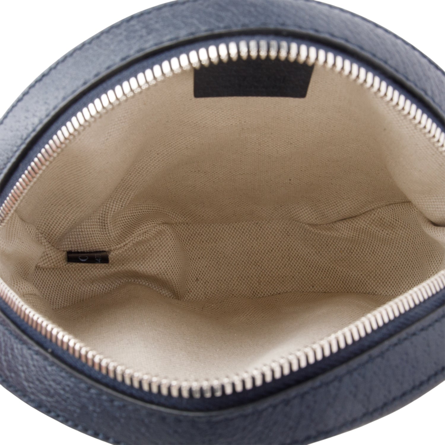 Gucci Pink GG Canvas Navy Leather Mini Round Crossbody Bag