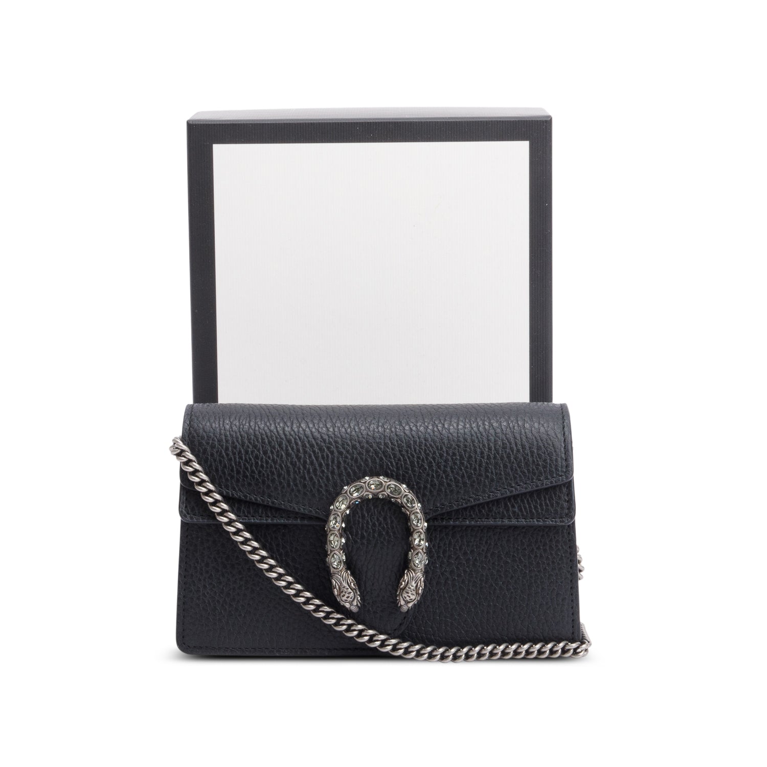 Gucci Dionysus Black Leather Super Mini Bag w/ Box