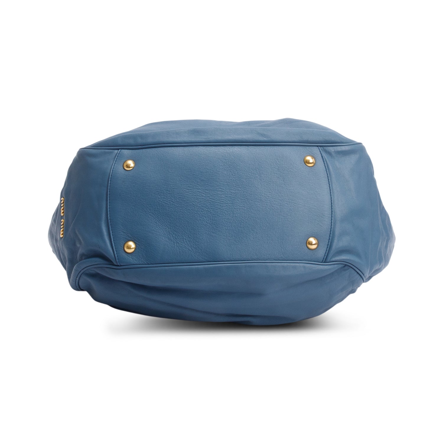 Miu Miu Blue Nappa Leather Side Pocket Shoulder Bag