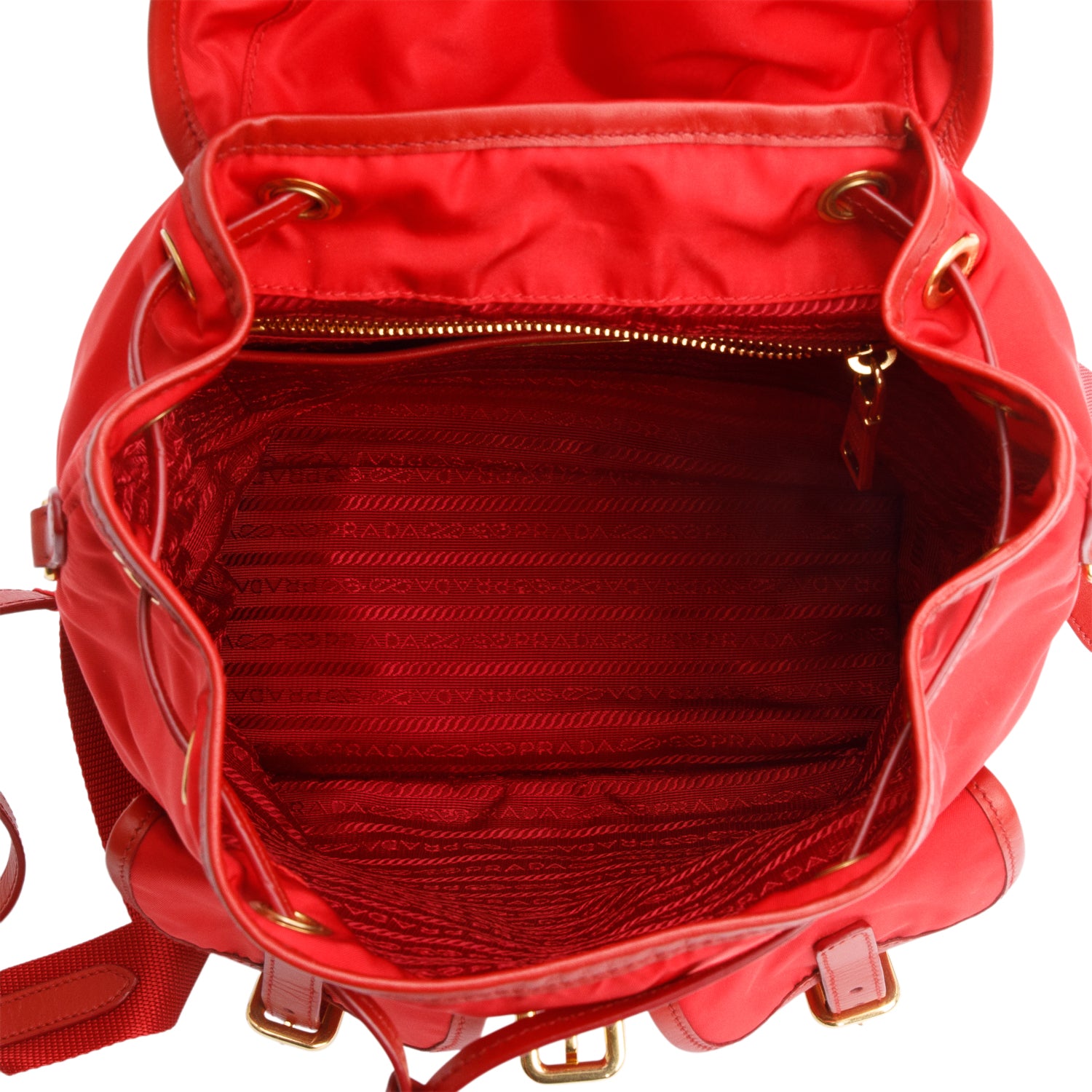 Prada Red Tessuto Nylon Drawstring Backpack