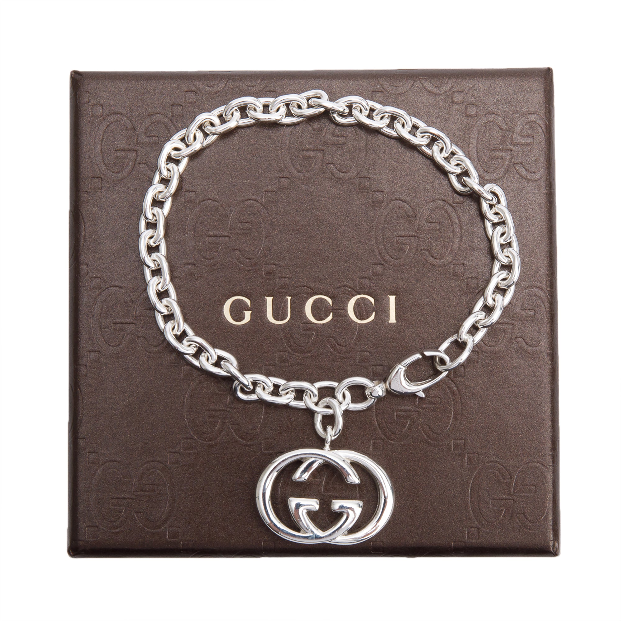 Gucci Sterling Silver Interlocking G Bracelet w/ Box