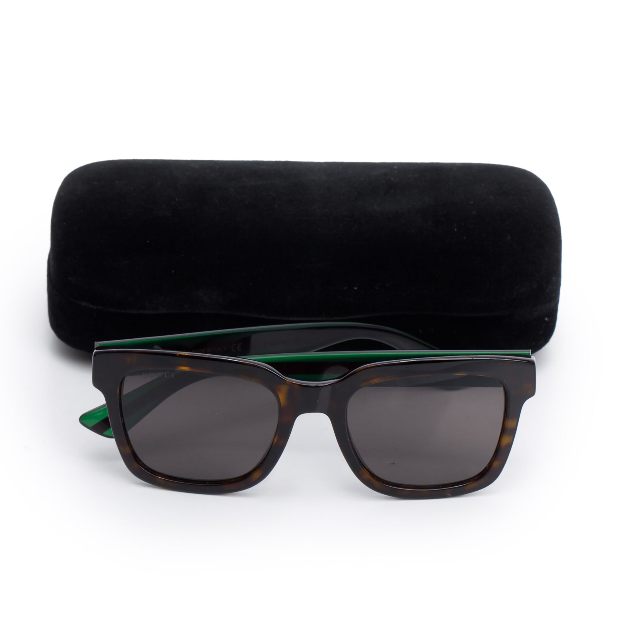 Gucci GG0001S Black Acetate Web Square Sunglasses w/ Case