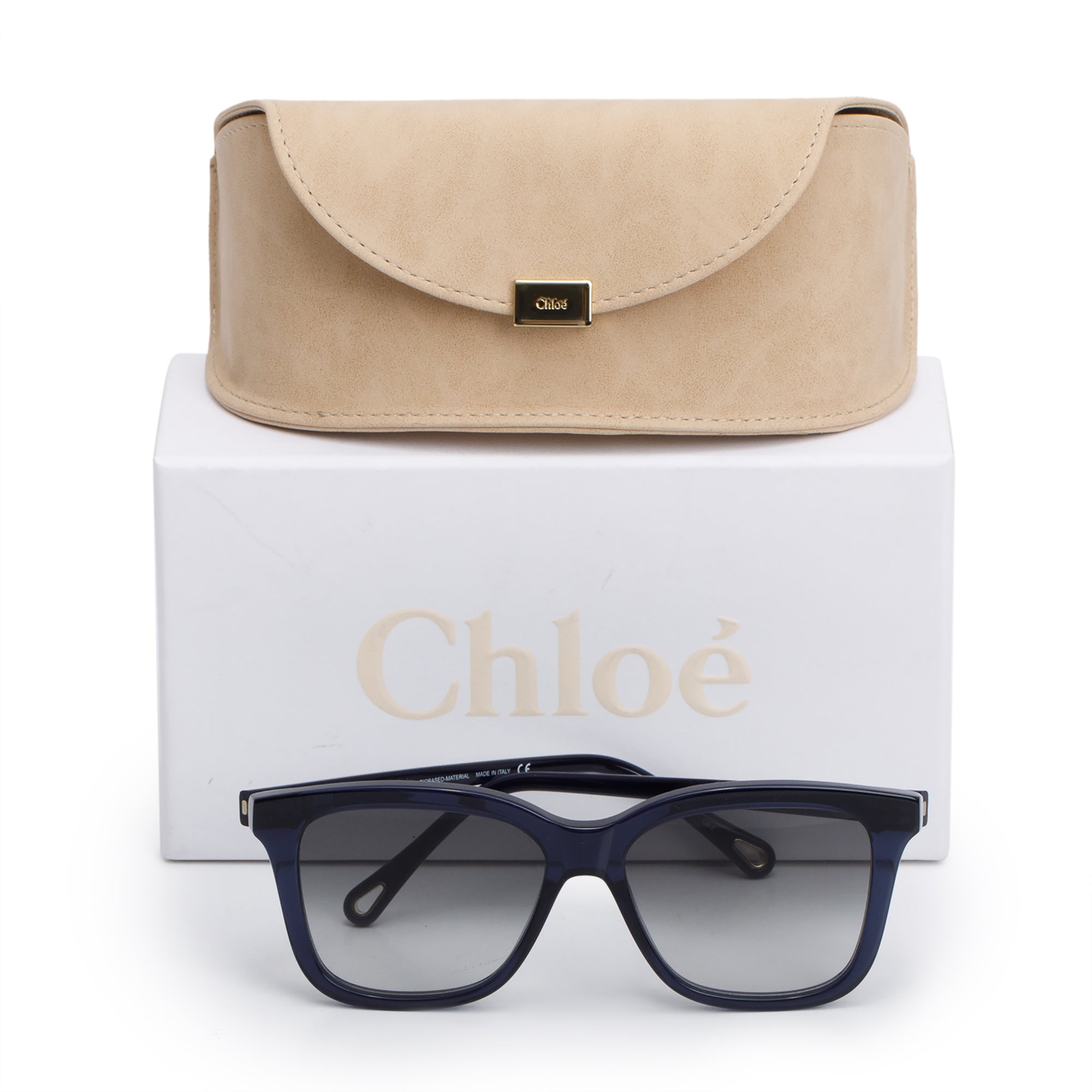 Chloe CH0079S Navy Acetatel Square Sunglasses w/ Box & Case