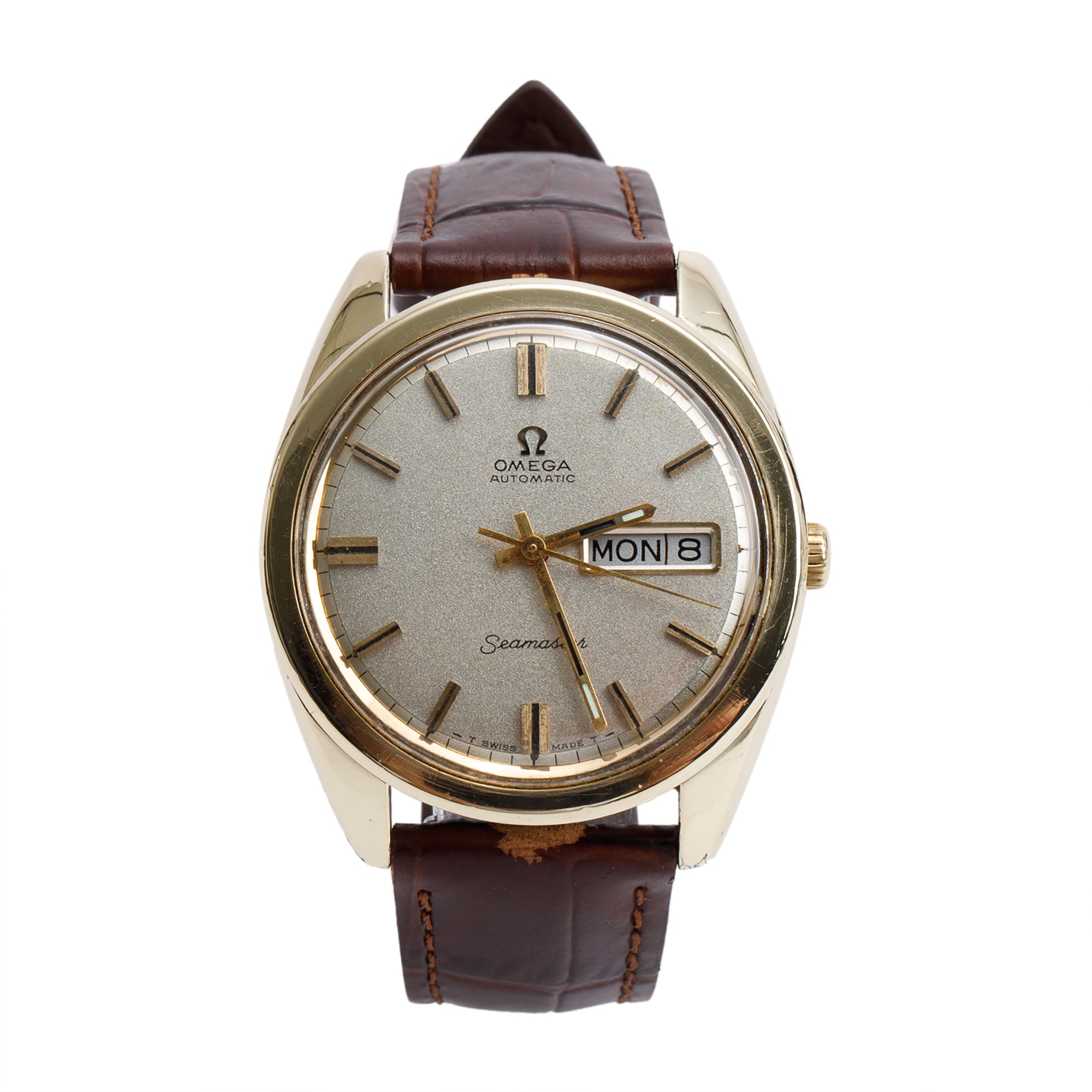 Omega Vintage Gold-Plated Stainless Steel Seamaster Day Date 36 MM Automatic Watch