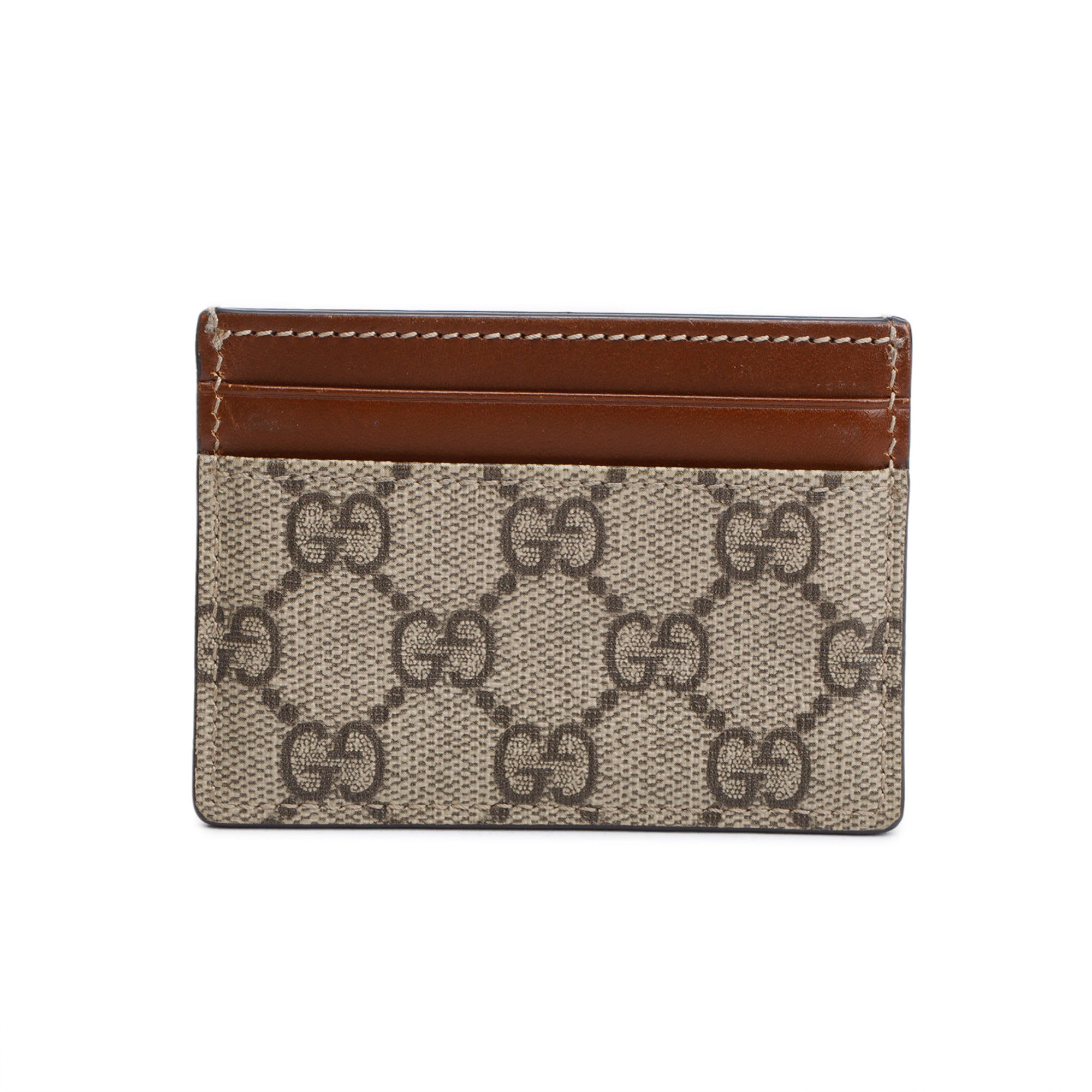 Gucci Brown Calfskin Leather GG Supreme Ophidia Card Holder w/ Box