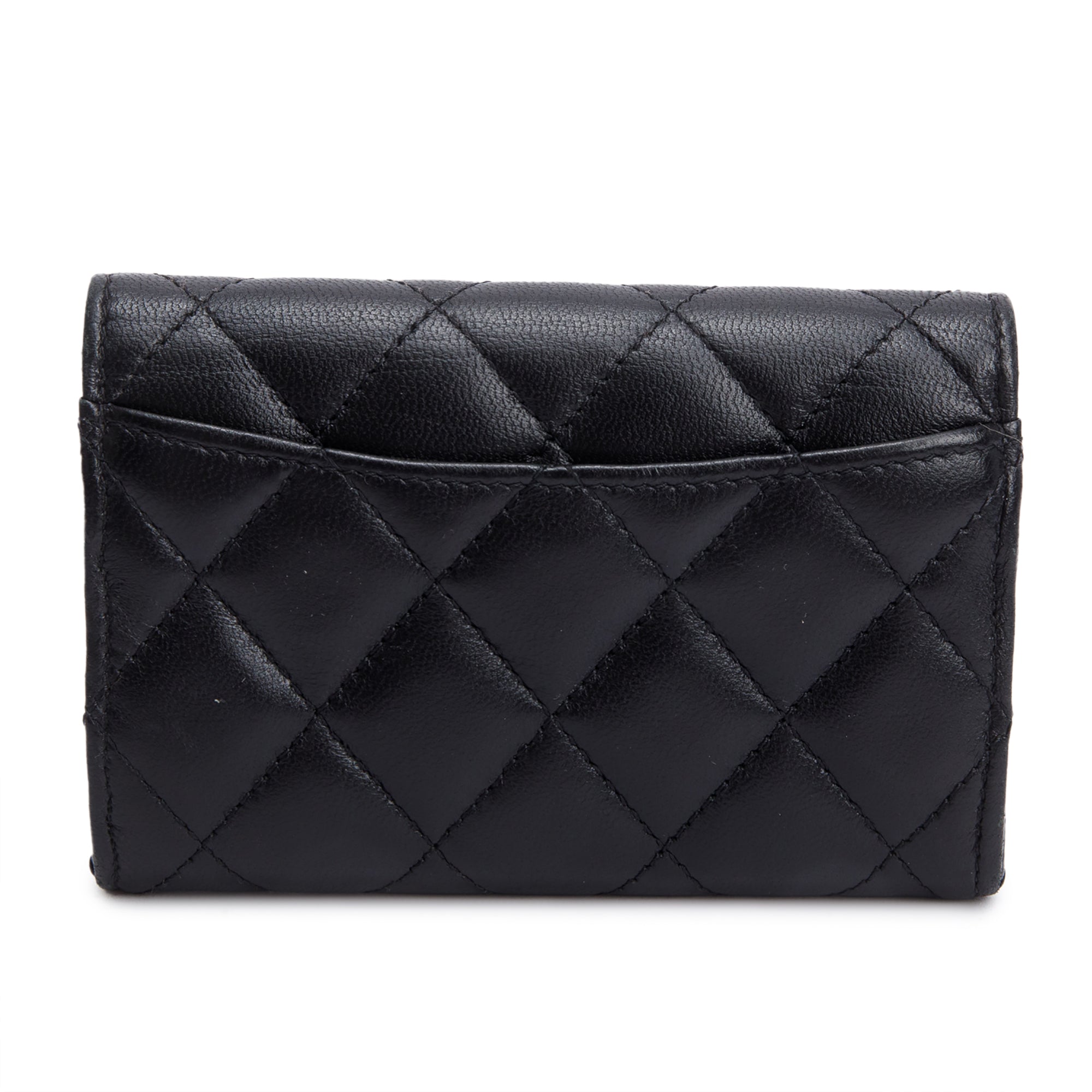 Chanel 2021 Black Quilted Lambskin Leather Classic Flap Card Holder w/ Box & Authenticity Card