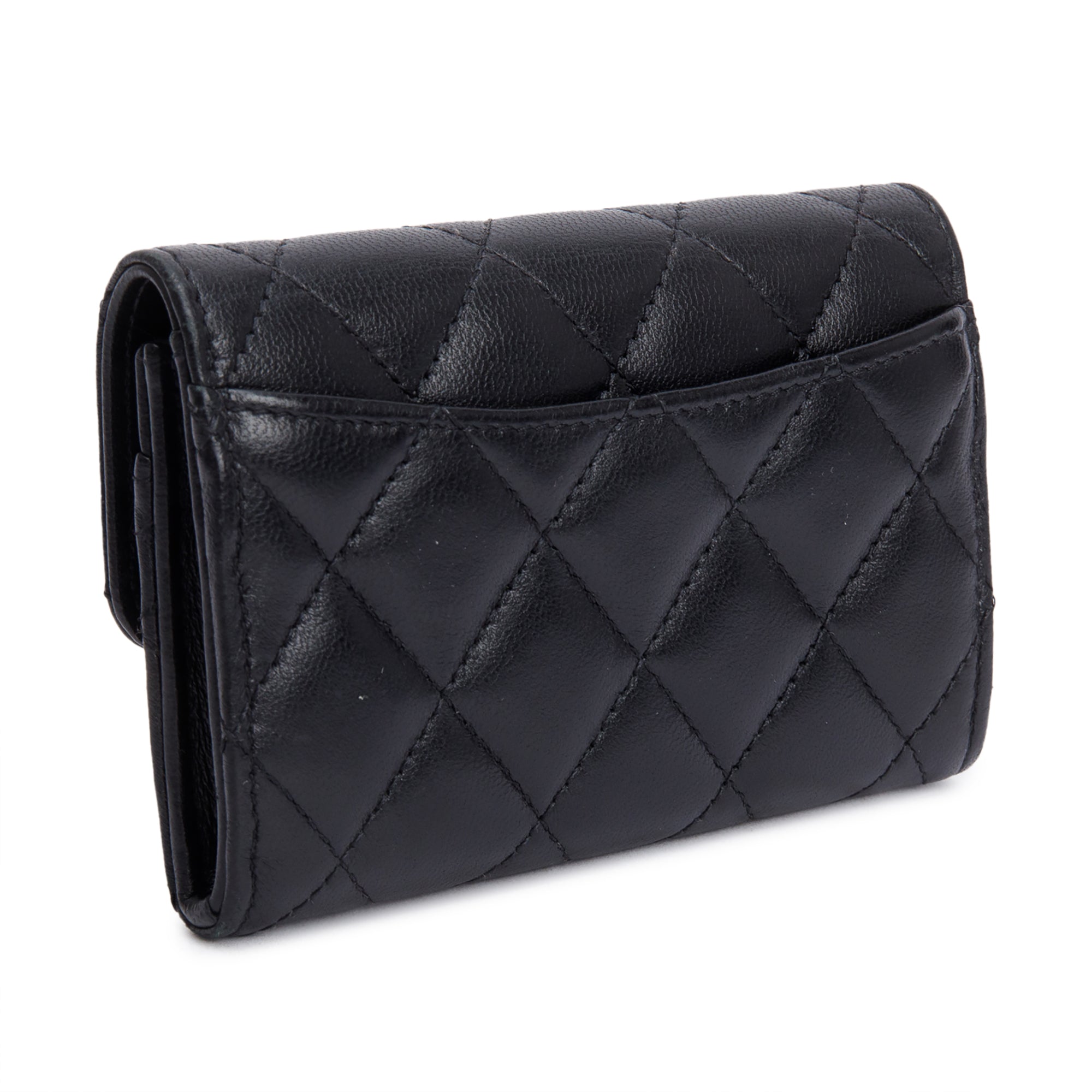 Chanel 2021 Black Quilted Lambskin Leather Classic Flap Card Holder w/ Box & Authenticity Card