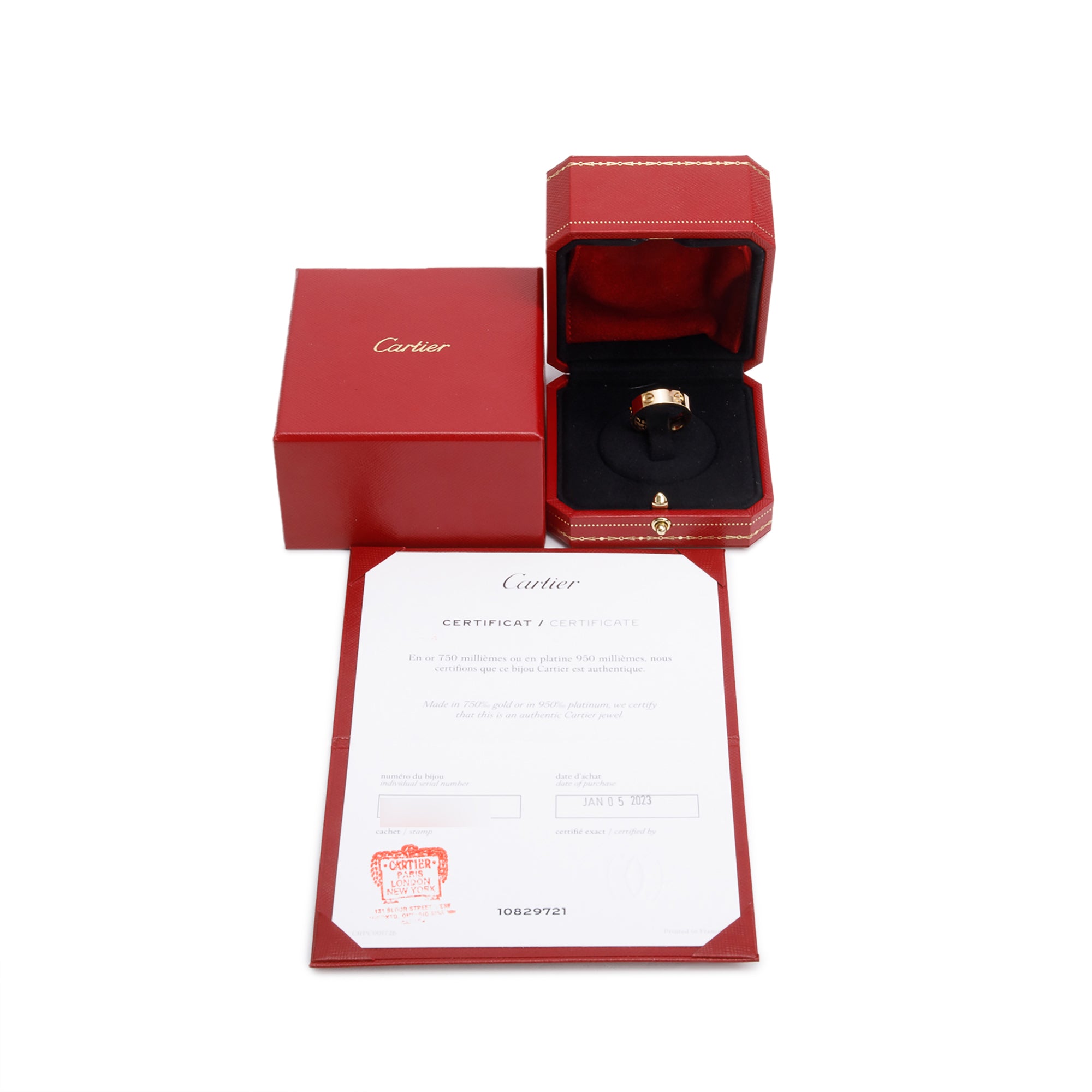 Cartier 2023 18k Yellow Gold 5.5 MM Love Ring, Size 56 7.75 w/ Box, Receipt & Certificate