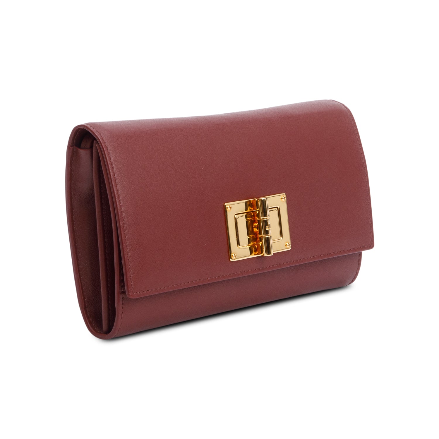 Tom Ford Burgundy Leather Turn Lock Natalia Clutch Crossbody Bag