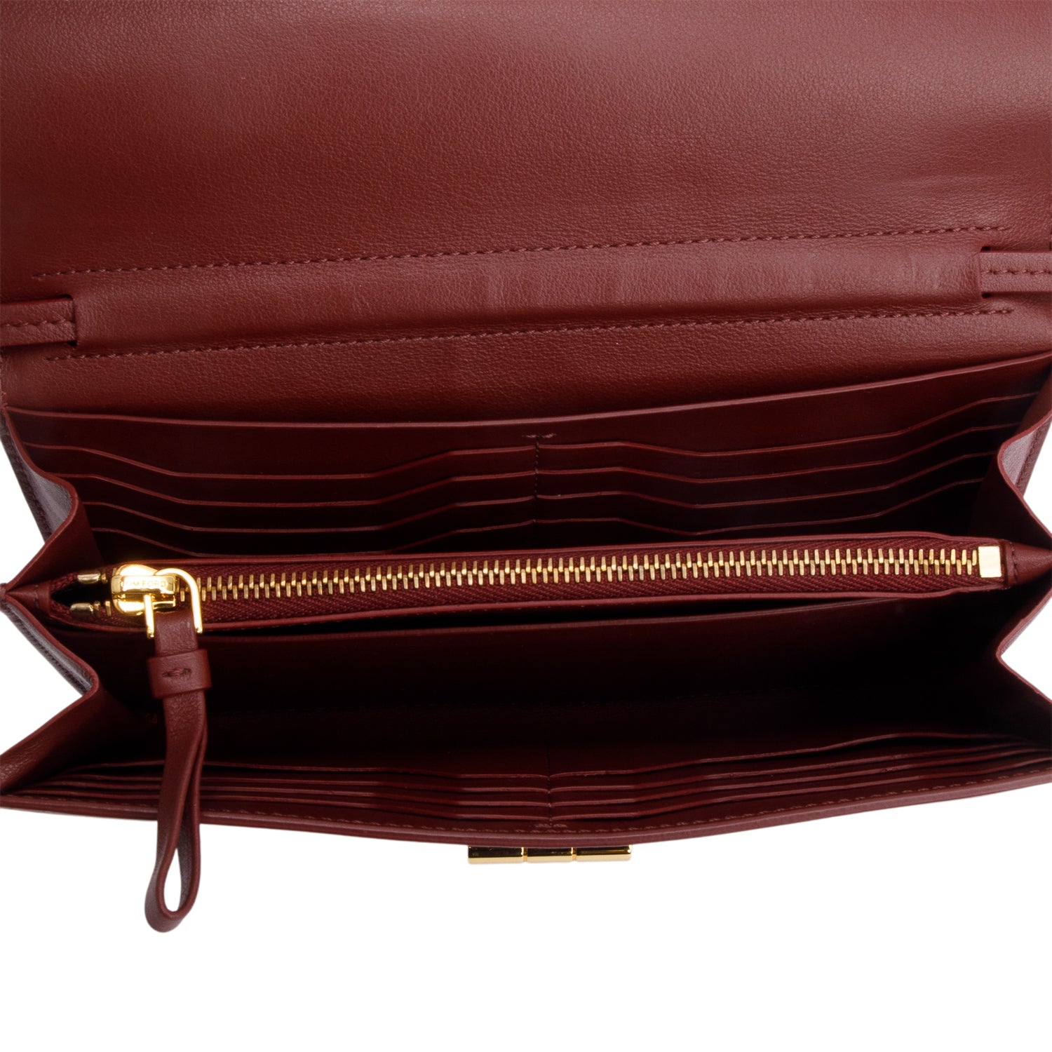 Tom Ford Burgundy Leather Turn Lock Natalia Clutch Crossbody Bag