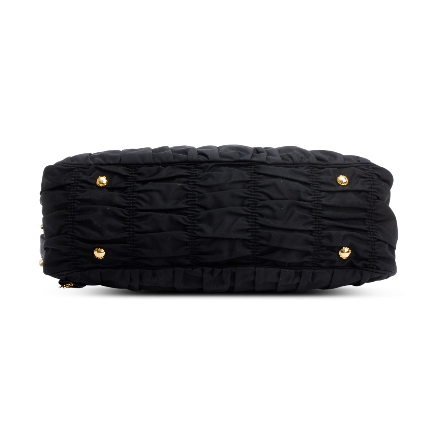 Prada Black Leather-Trimmed Tessuto Gaufre Tote w/ Strap