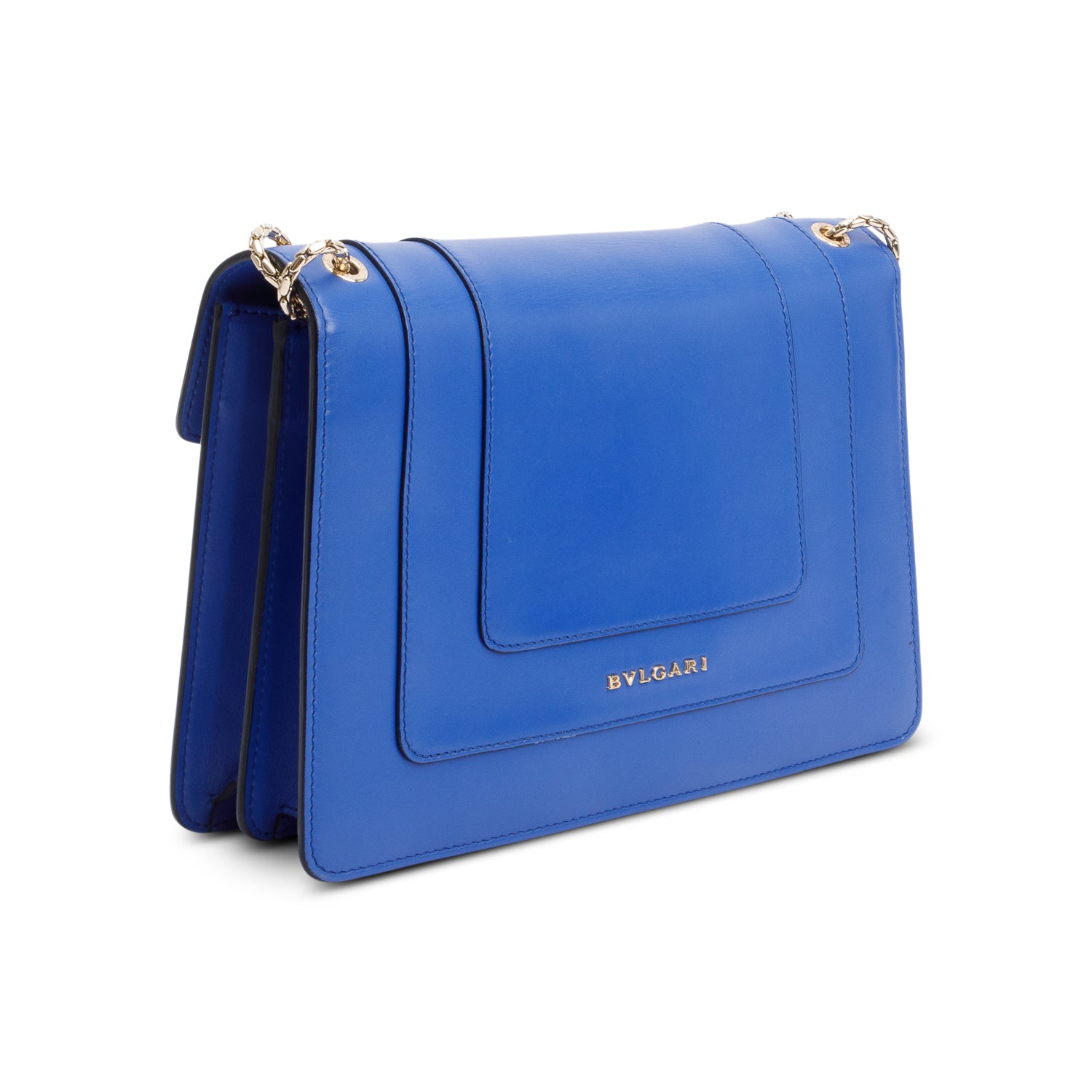 BVLGARI Blue Calfskin Leather Medium Serpenti Forever Bag